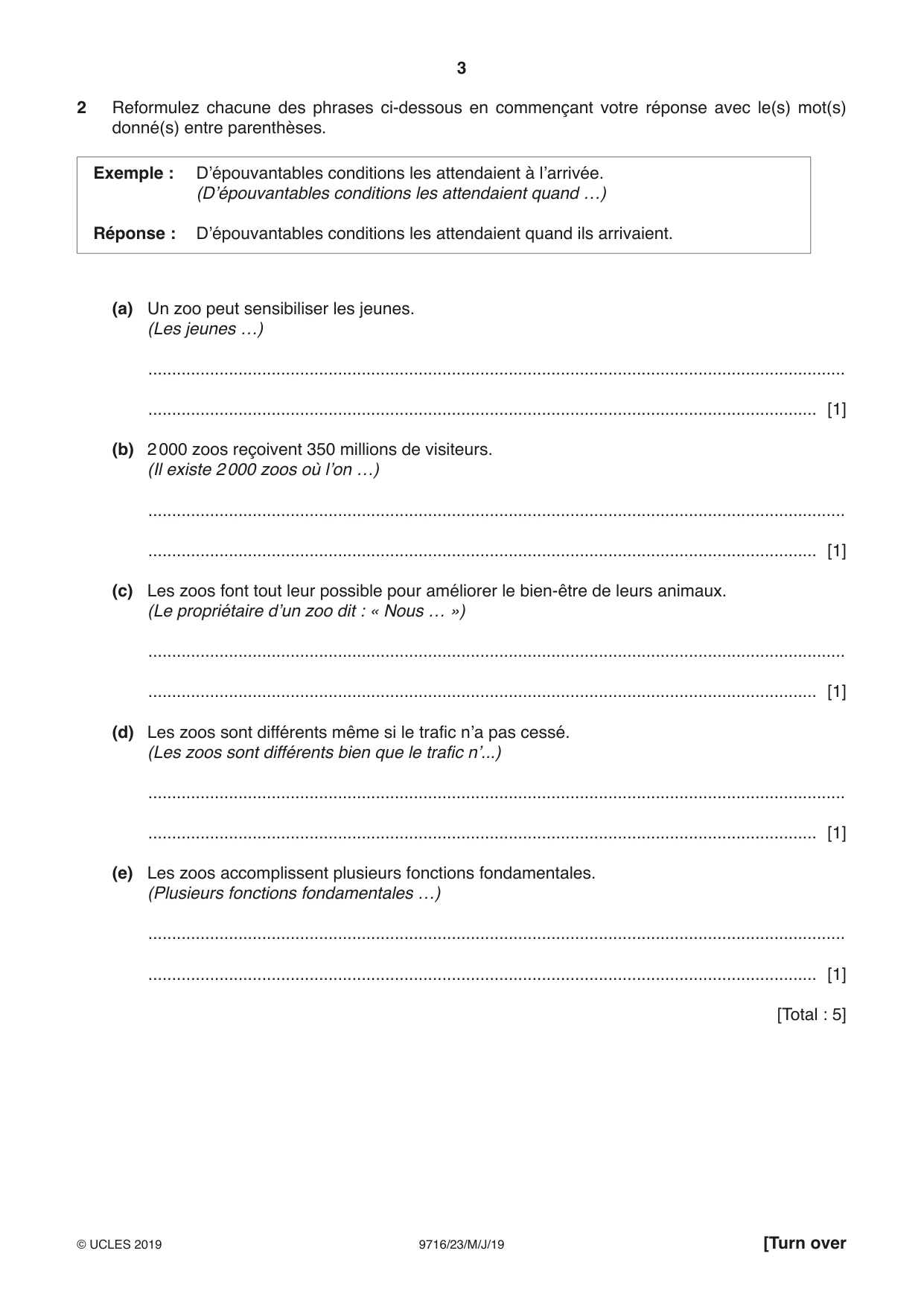 Cambridge A Level French (A Level only) 9716 2019 May/June Paper 2 · Variant 3 question paper, page 3 of 8