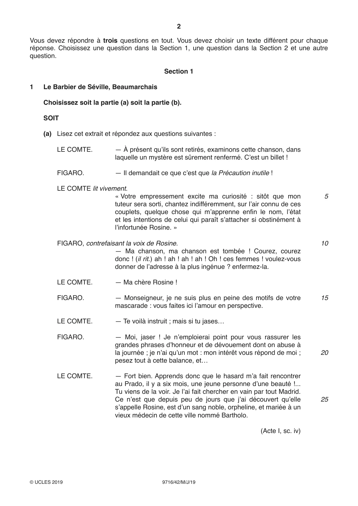 Cambridge A Level French (A Level only) 9716 2019 May/June Paper 4 · Variant 2 question paper, page 2 of 8