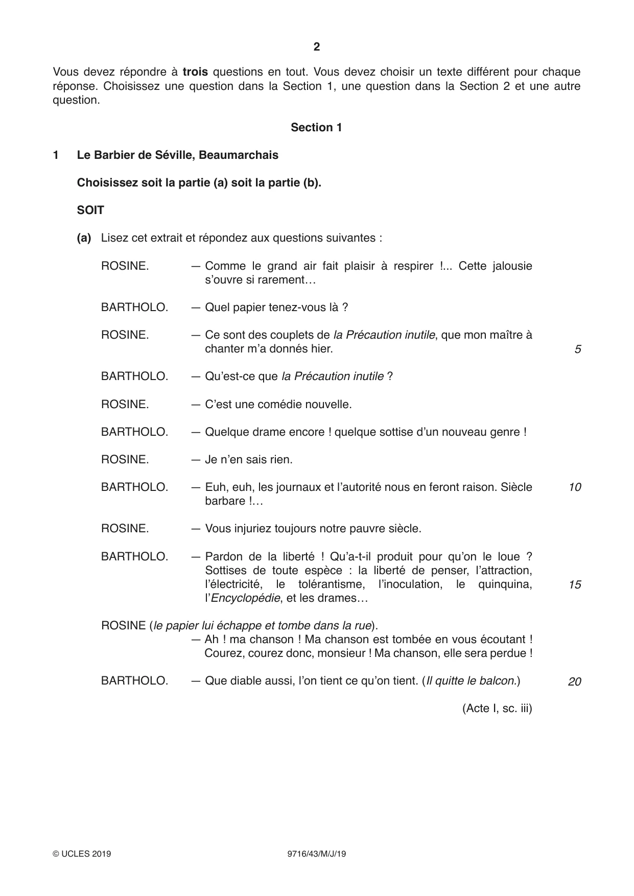 Cambridge A Level French (A Level only) 9716 2019 May/June Paper 4 · Variant 3 question paper, page 2 of 8