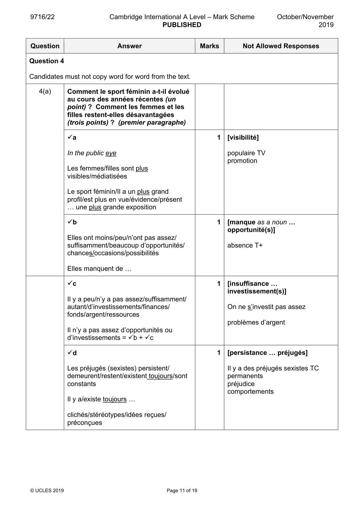 Mark scheme, page 11 of 19