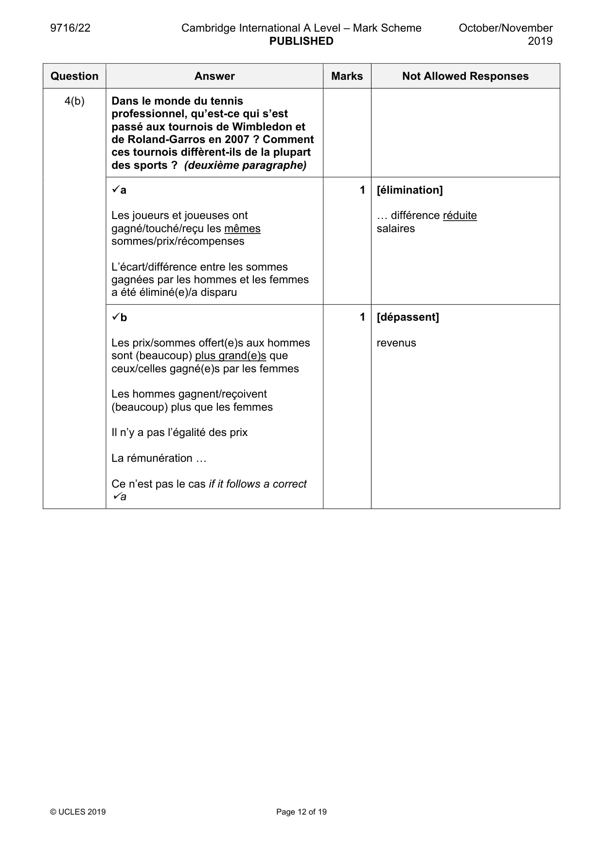 Mark scheme, page 12 of 19