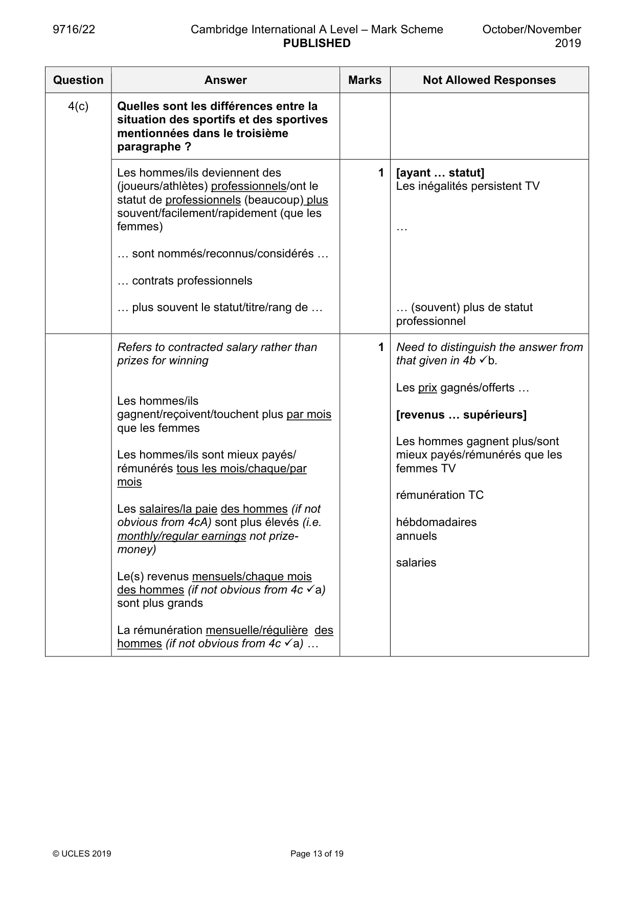 Mark scheme, page 13 of 19