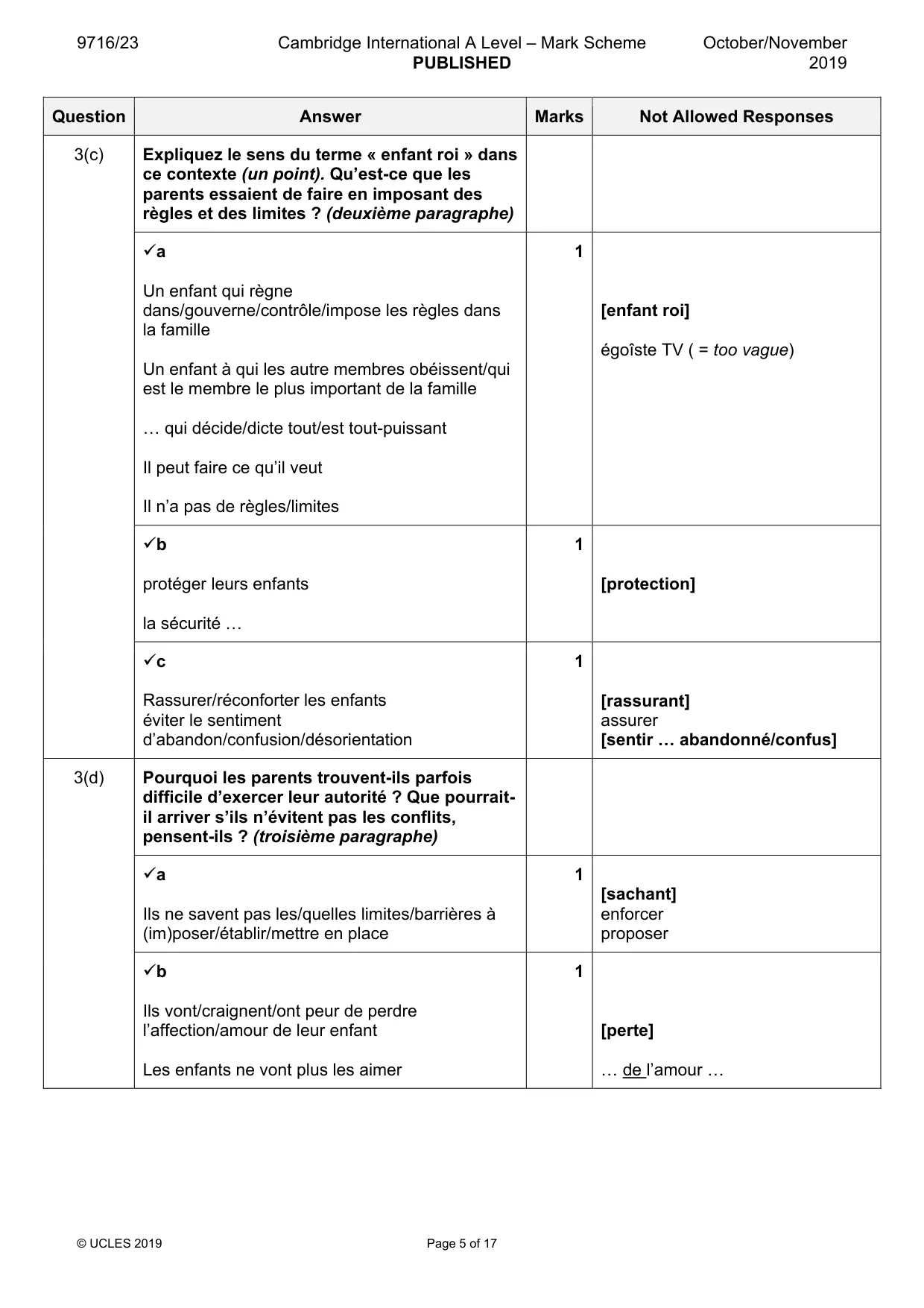 Mark scheme, page 5 of 17