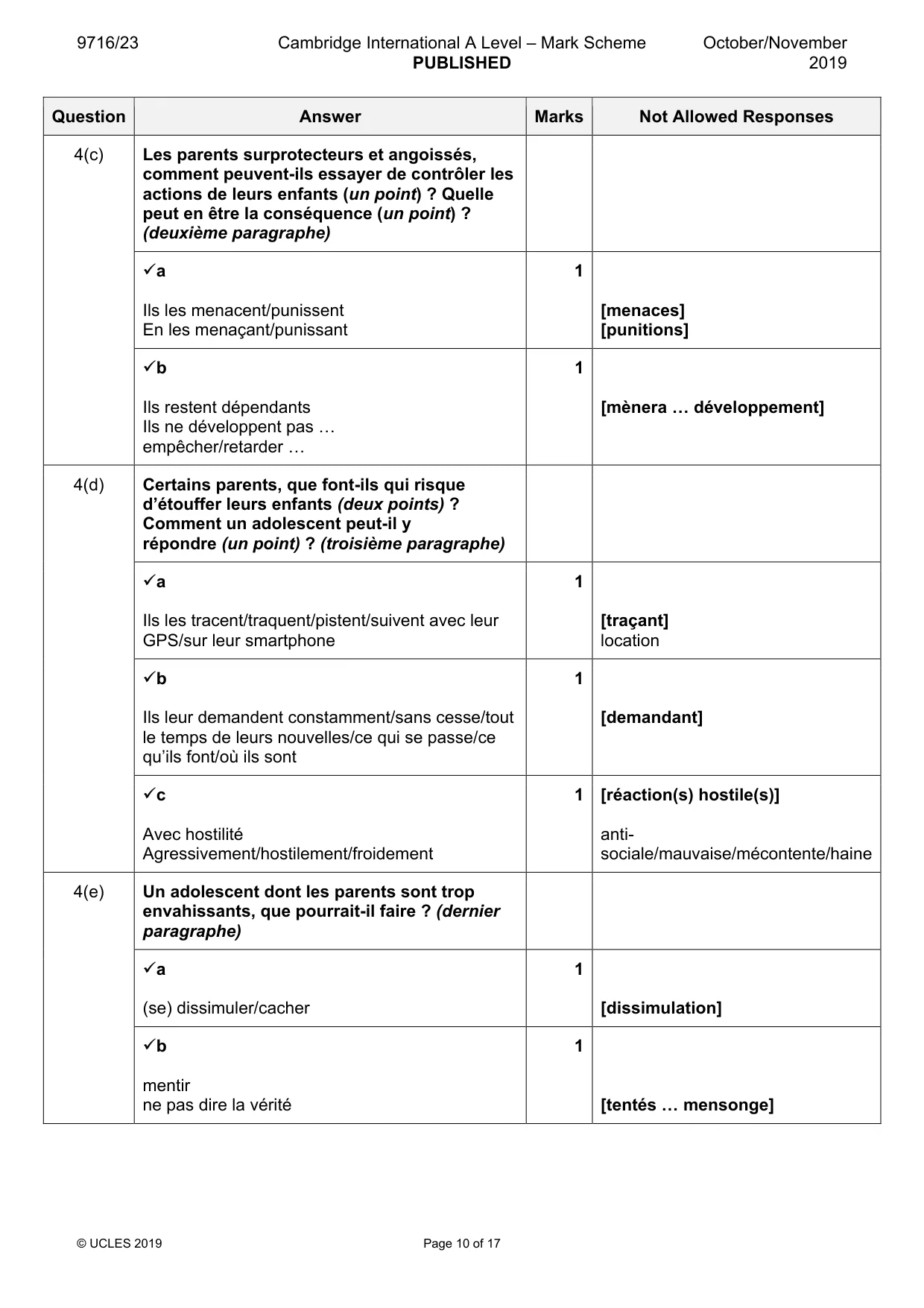 Mark scheme, page 10 of 17