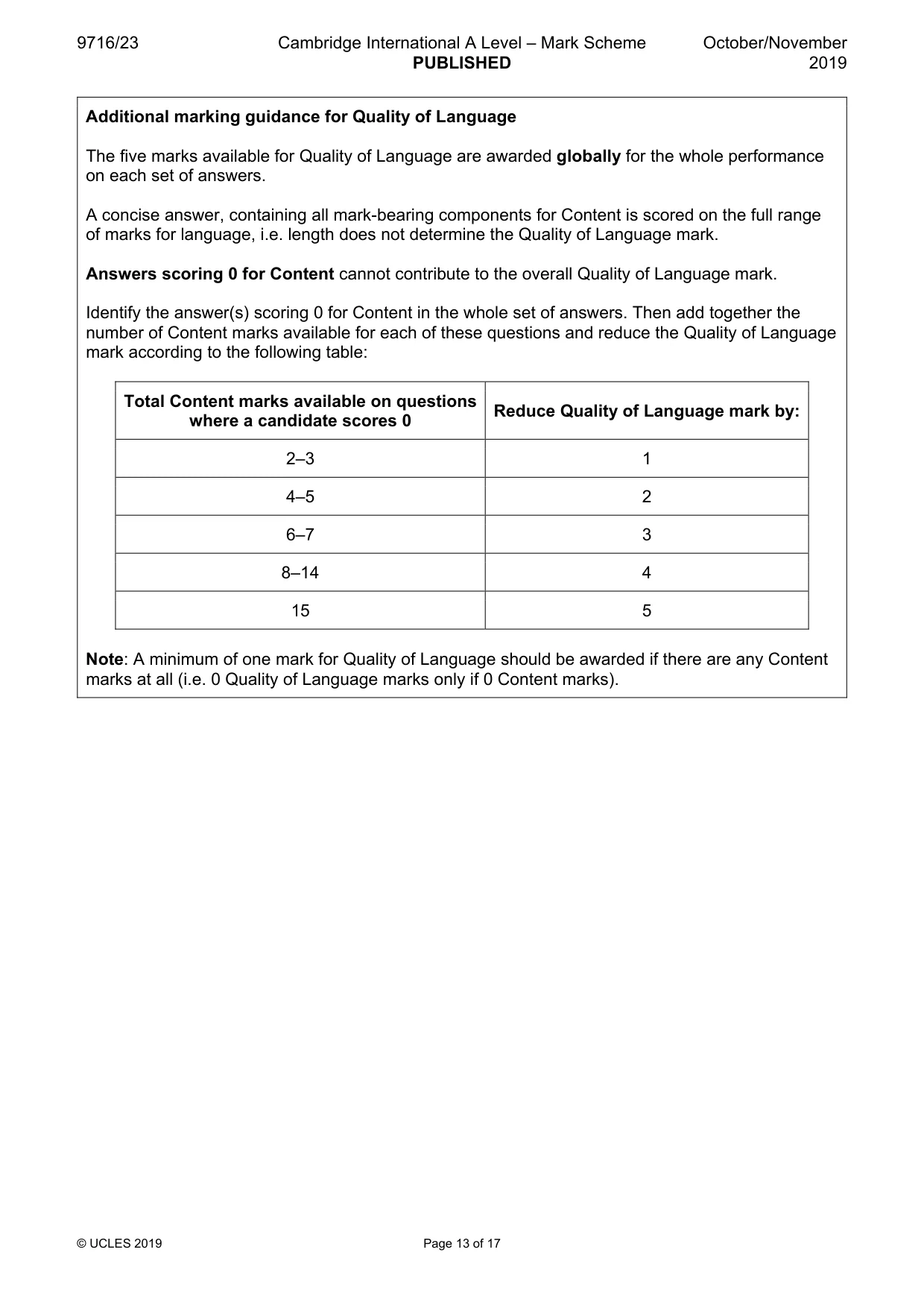 Mark scheme, page 13 of 17