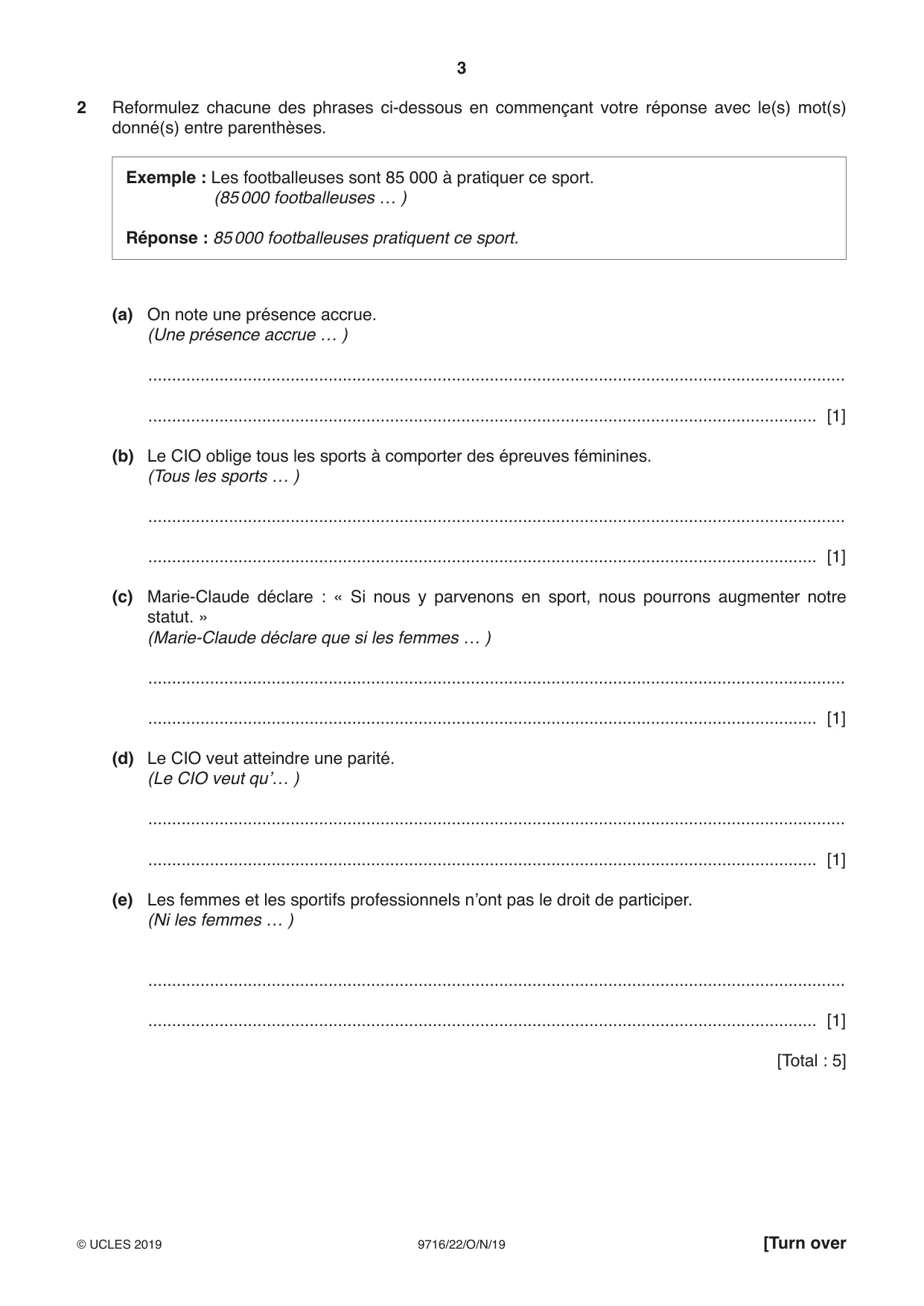 Cambridge A Level French (A Level only) 9716 2019 Oct/Nov Paper 2 · Variant 2 question paper, page 3 of 12