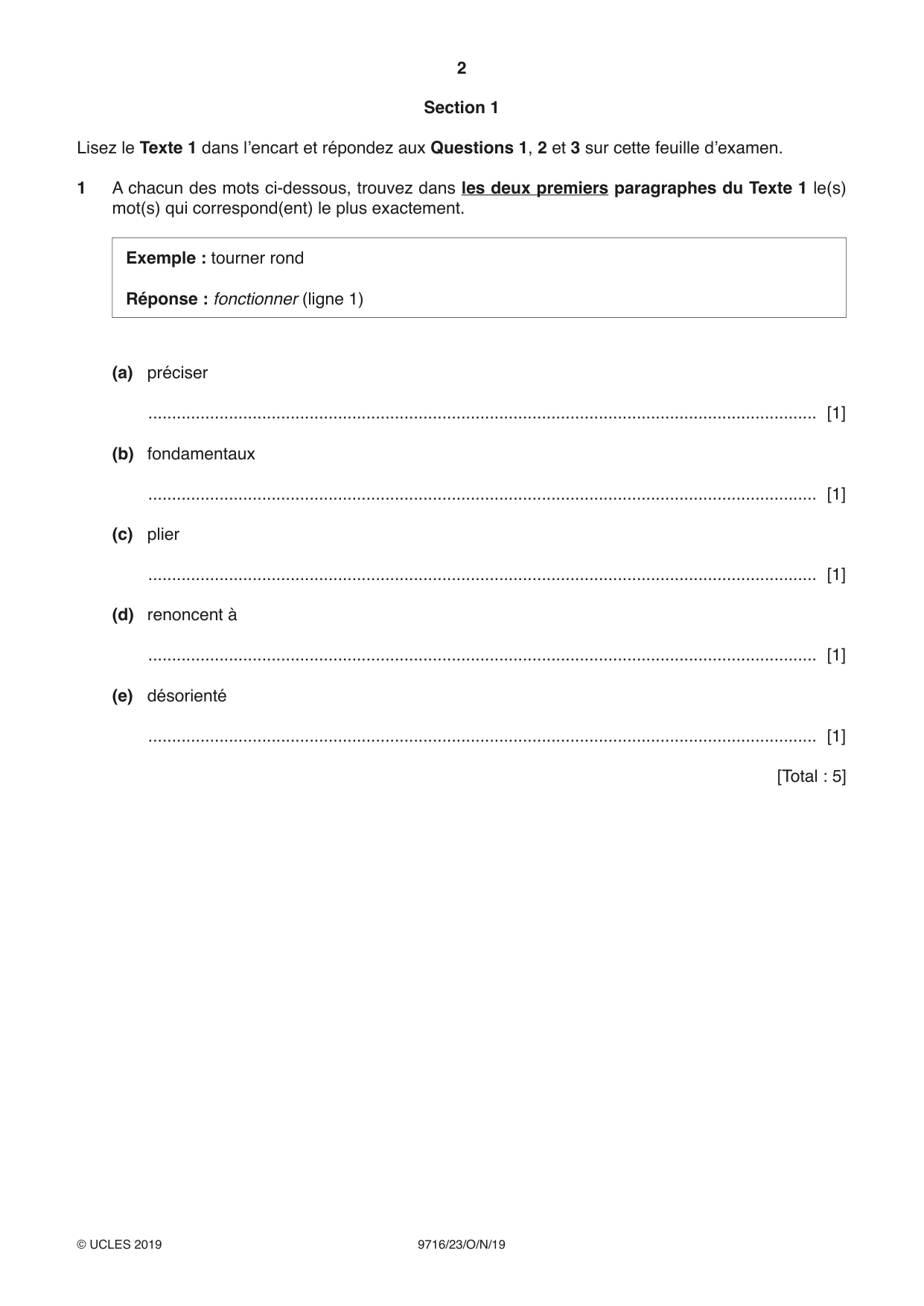 Cambridge A Level French (A Level only) 9716 2019 Oct/Nov Paper 2 · Variant 3 question paper, page 2 of 12
