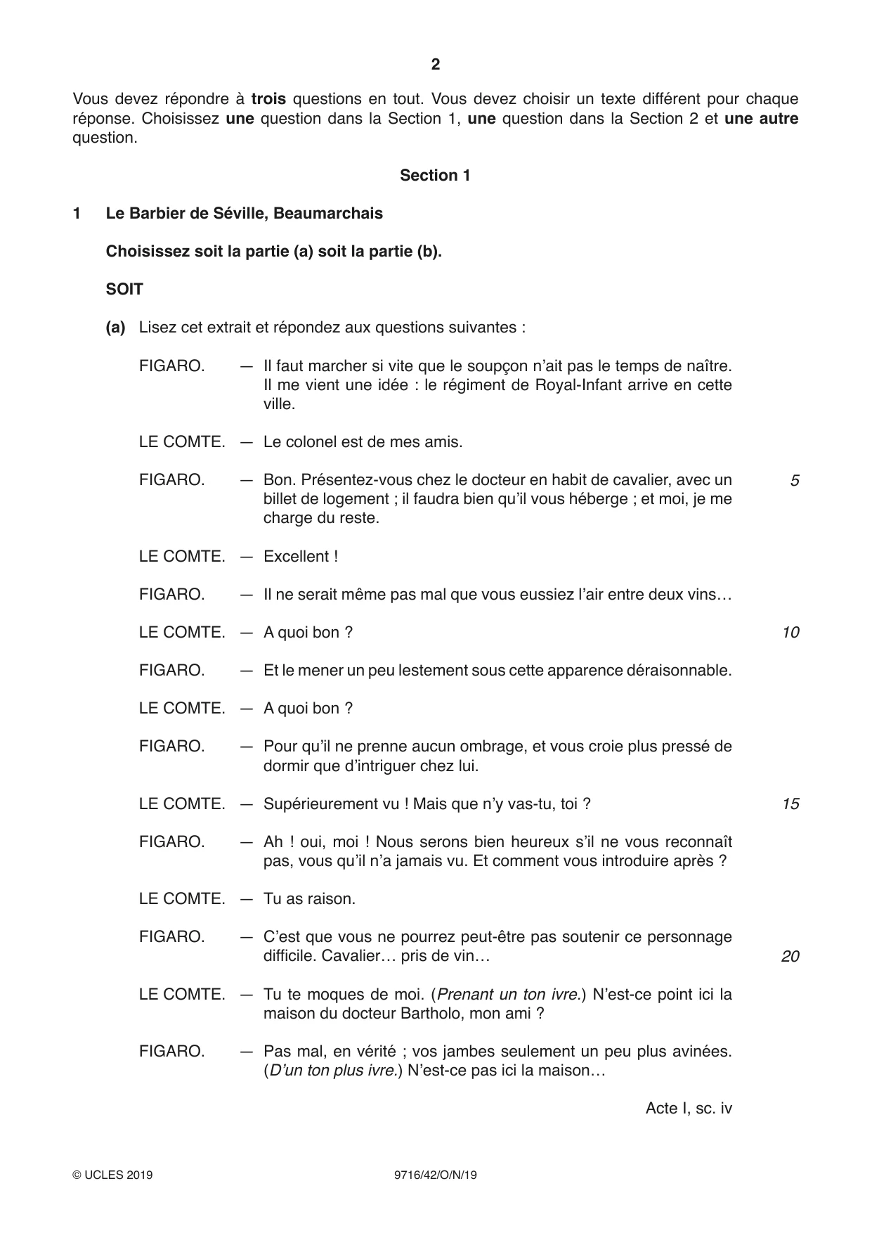 Cambridge A Level French (A Level only) 9716 2019 Oct/Nov Paper 4 · Variant 2 question paper, page 2 of 8