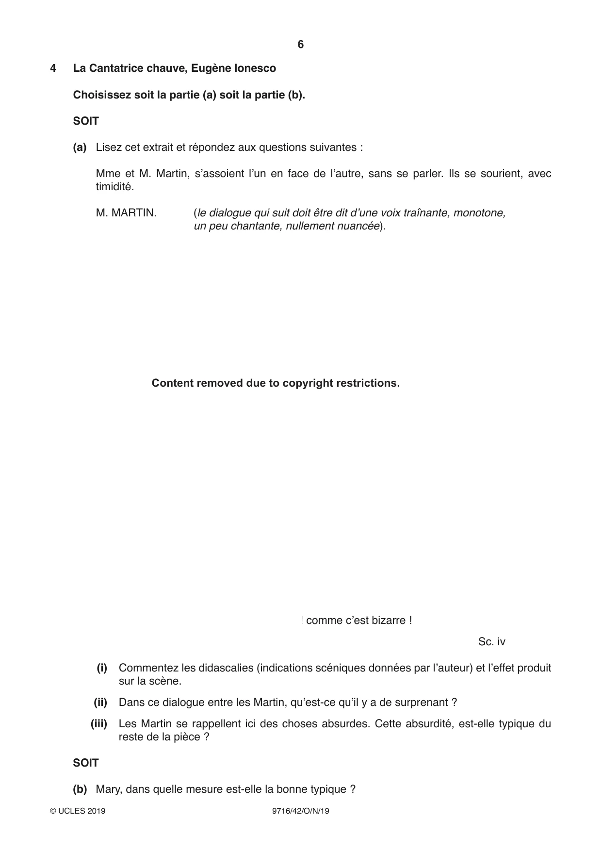 Cambridge A Level French (A Level only) 9716 2019 Oct/Nov Paper 4 · Variant 2 question paper, page 6 of 8