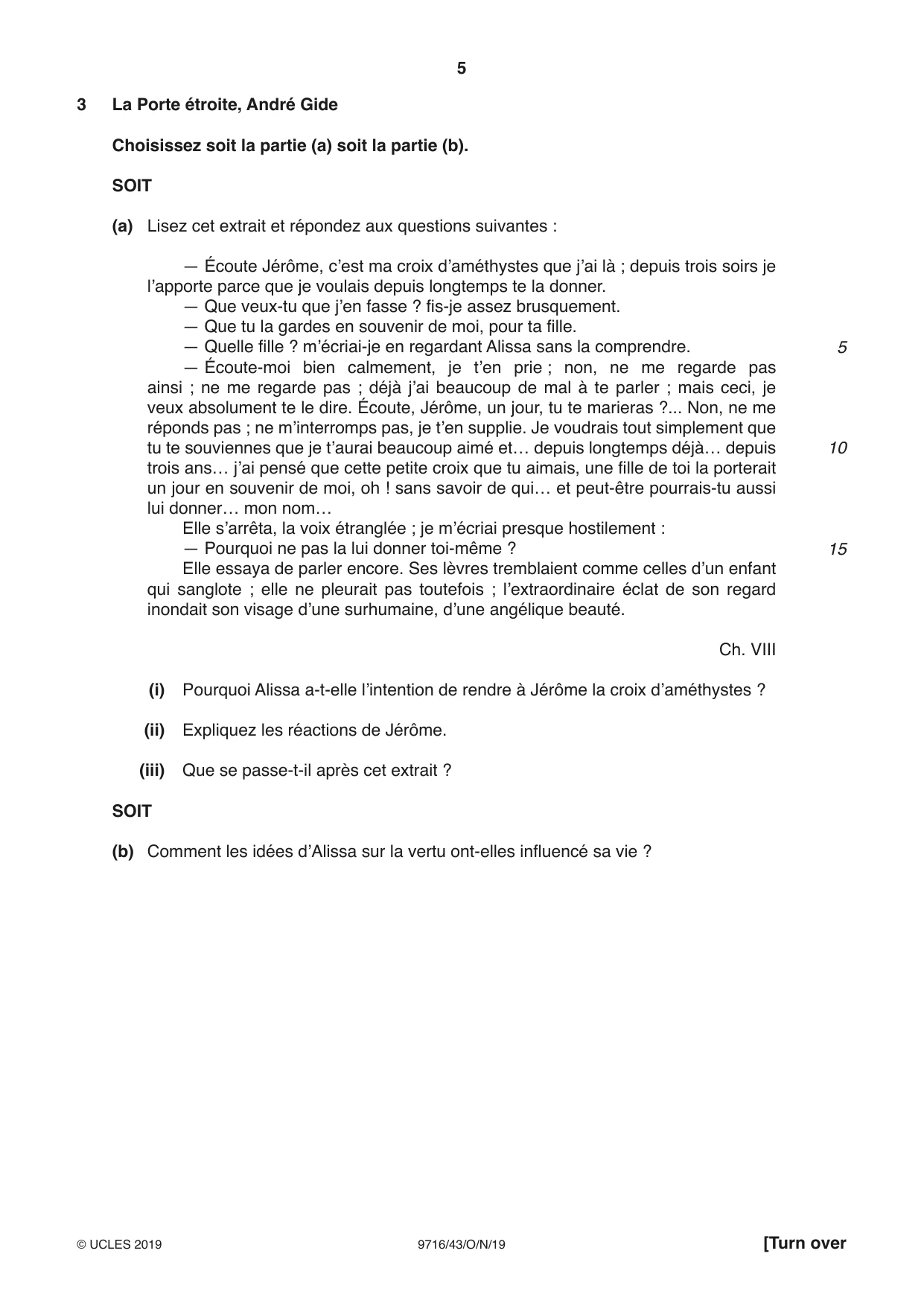 Cambridge A Level French (A Level only) 9716 2019 Oct/Nov Paper 4 · Variant 3 question paper, page 5 of 8