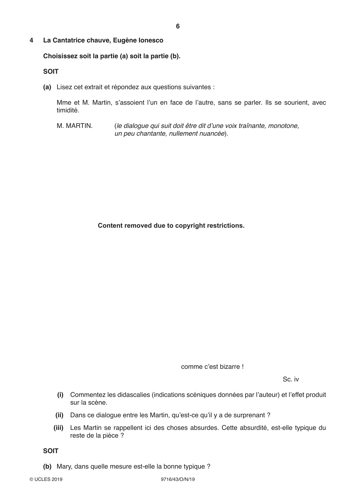 Cambridge A Level French (A Level only) 9716 2019 Oct/Nov Paper 4 · Variant 3 question paper, page 6 of 8