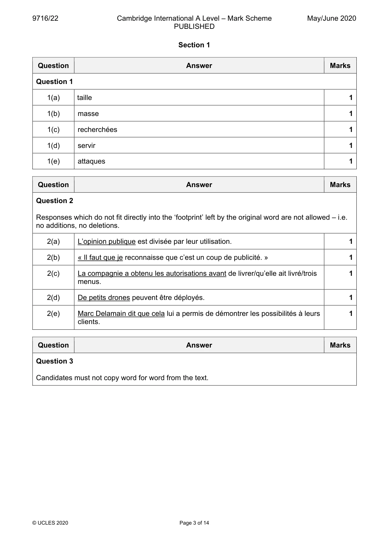 Mark scheme, page 3 of 14
