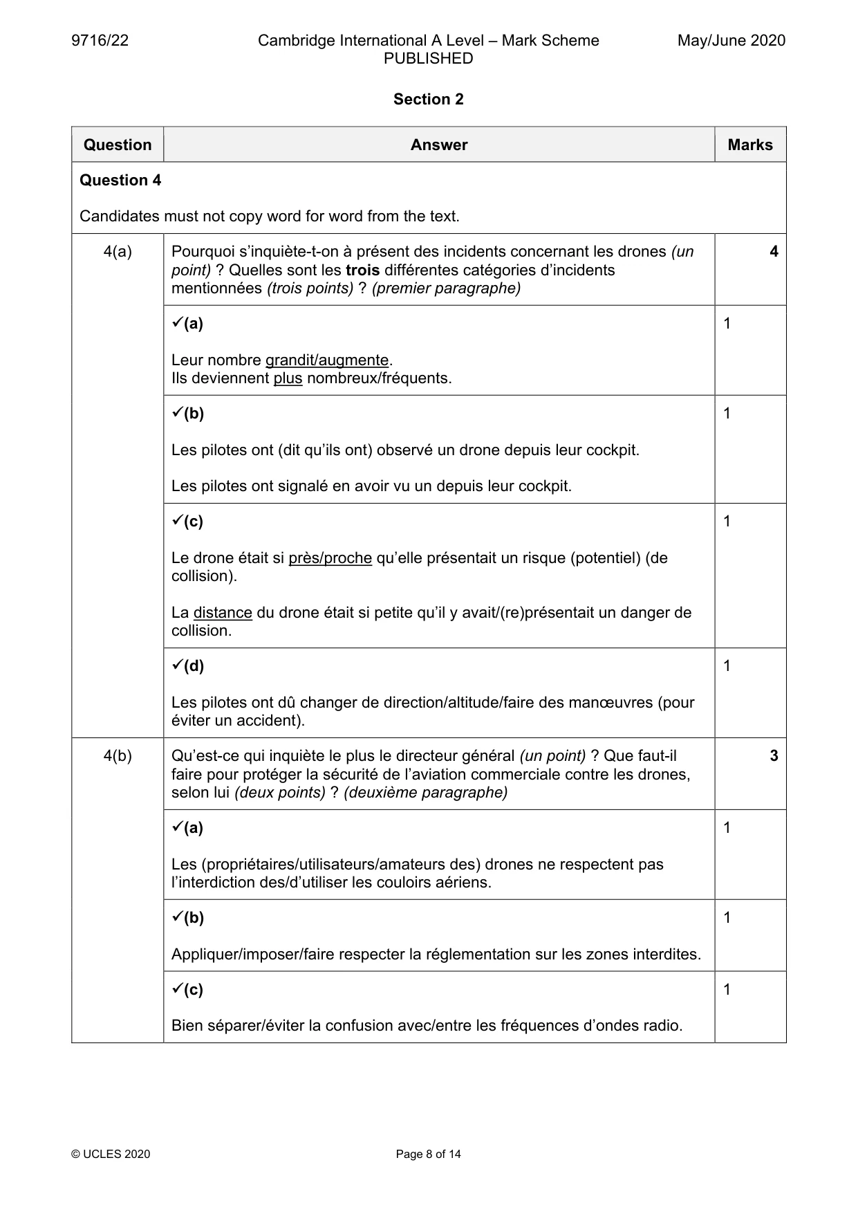 Mark scheme, page 8 of 14