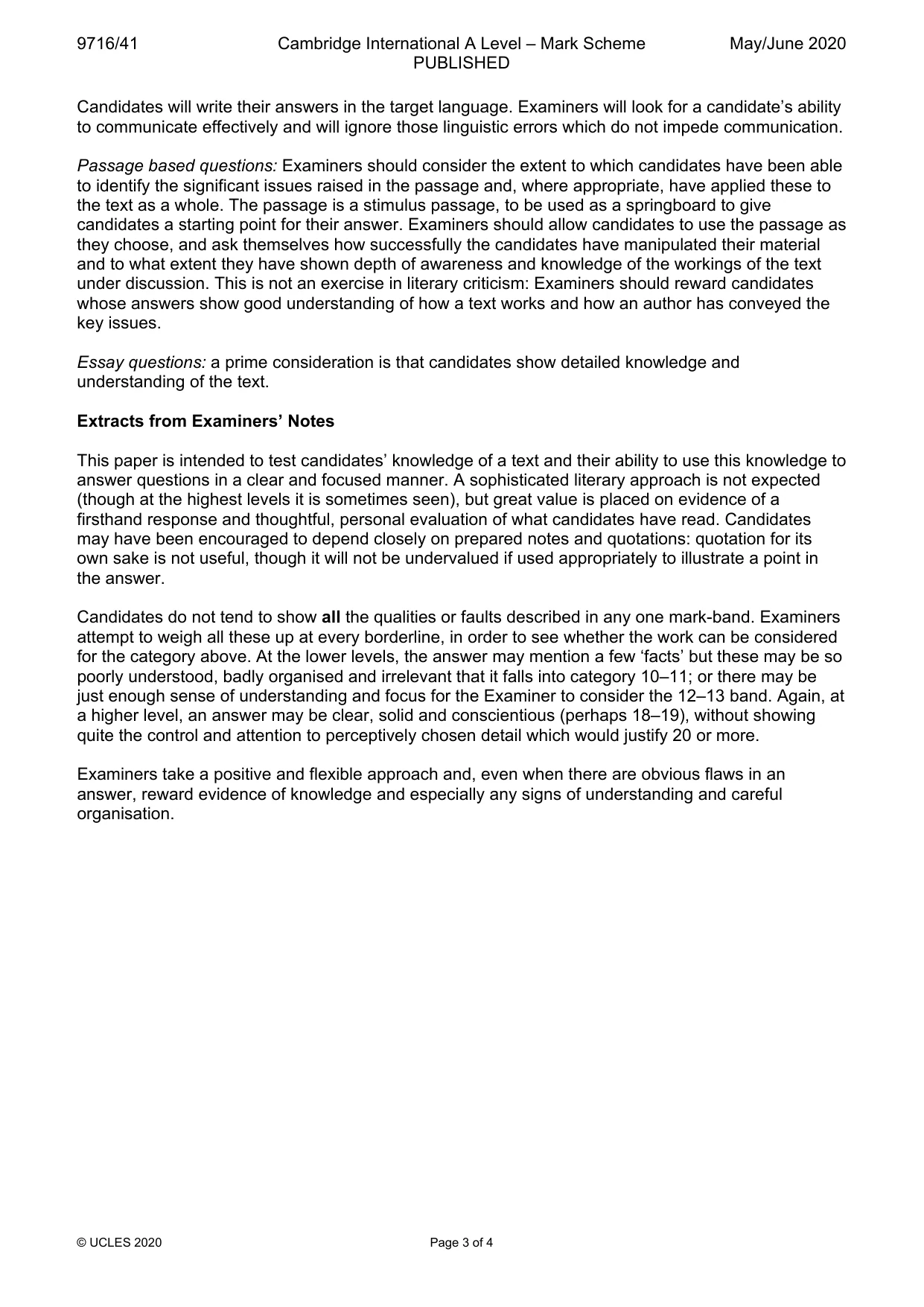 Mark scheme, page 3 of 4