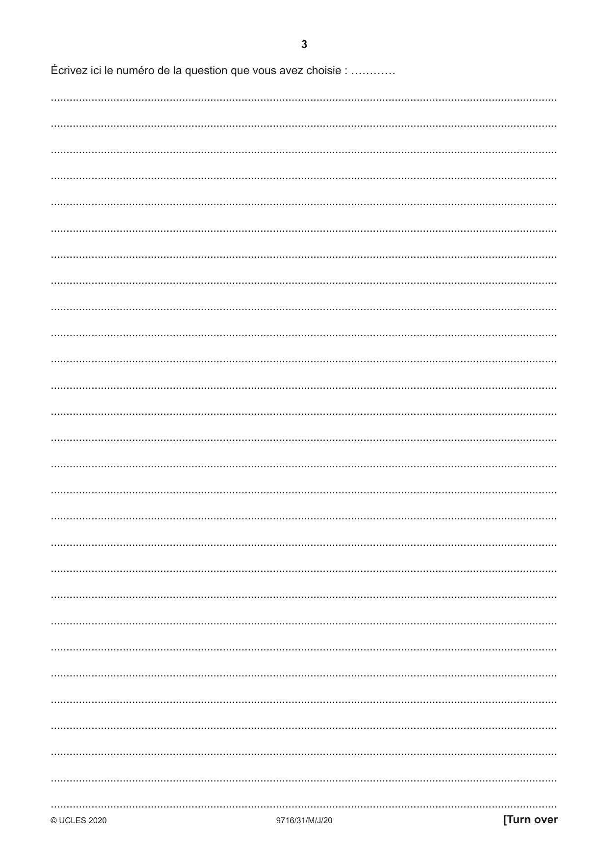 Cambridge A Level French (A Level only) 9716 2020 May/June Paper 3 · Variant 1 question paper, page 3 of 8