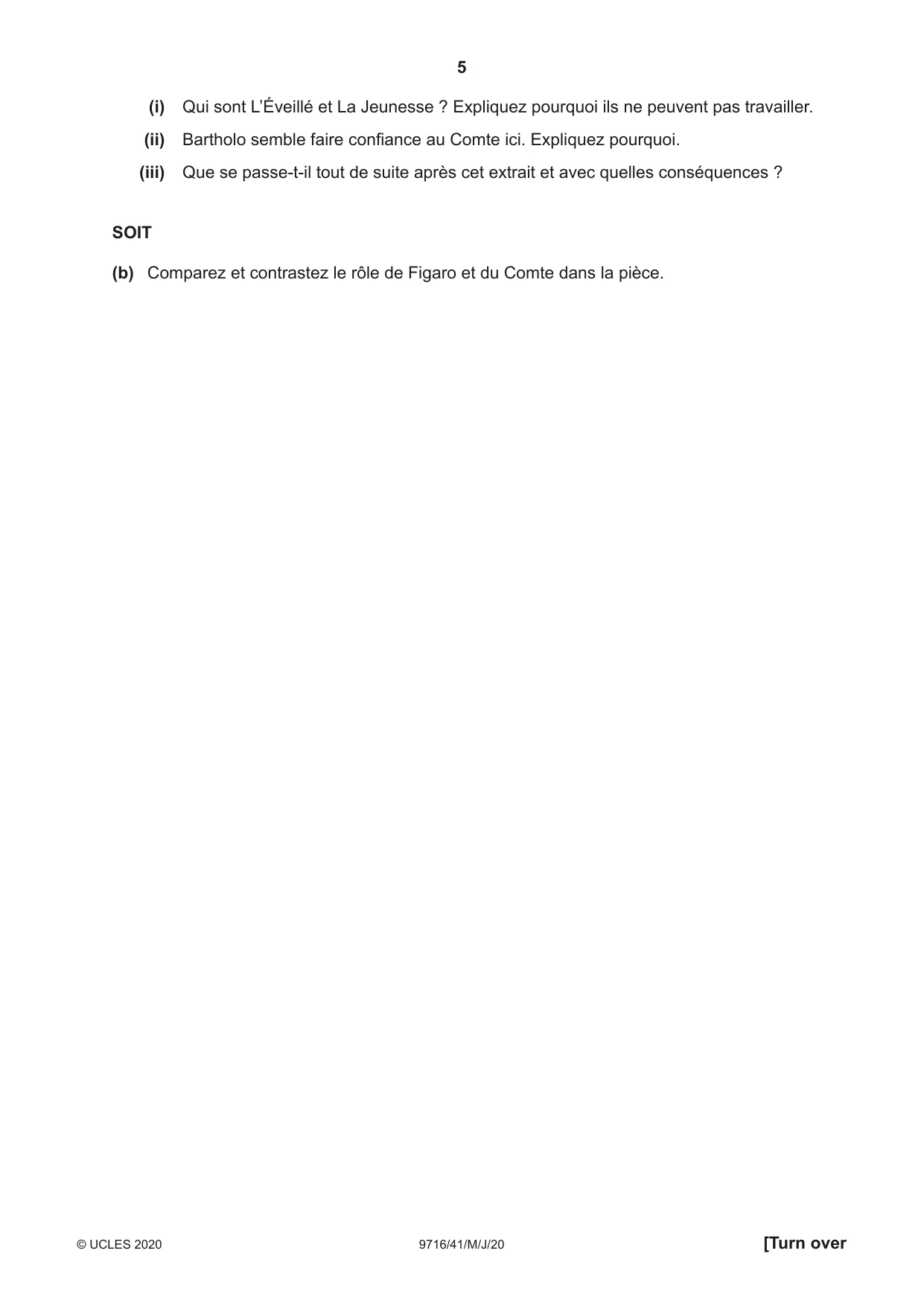 Cambridge A Level French (A Level only) 9716 2020 May/June Paper 4 · Variant 1 question paper, page 5 of 12