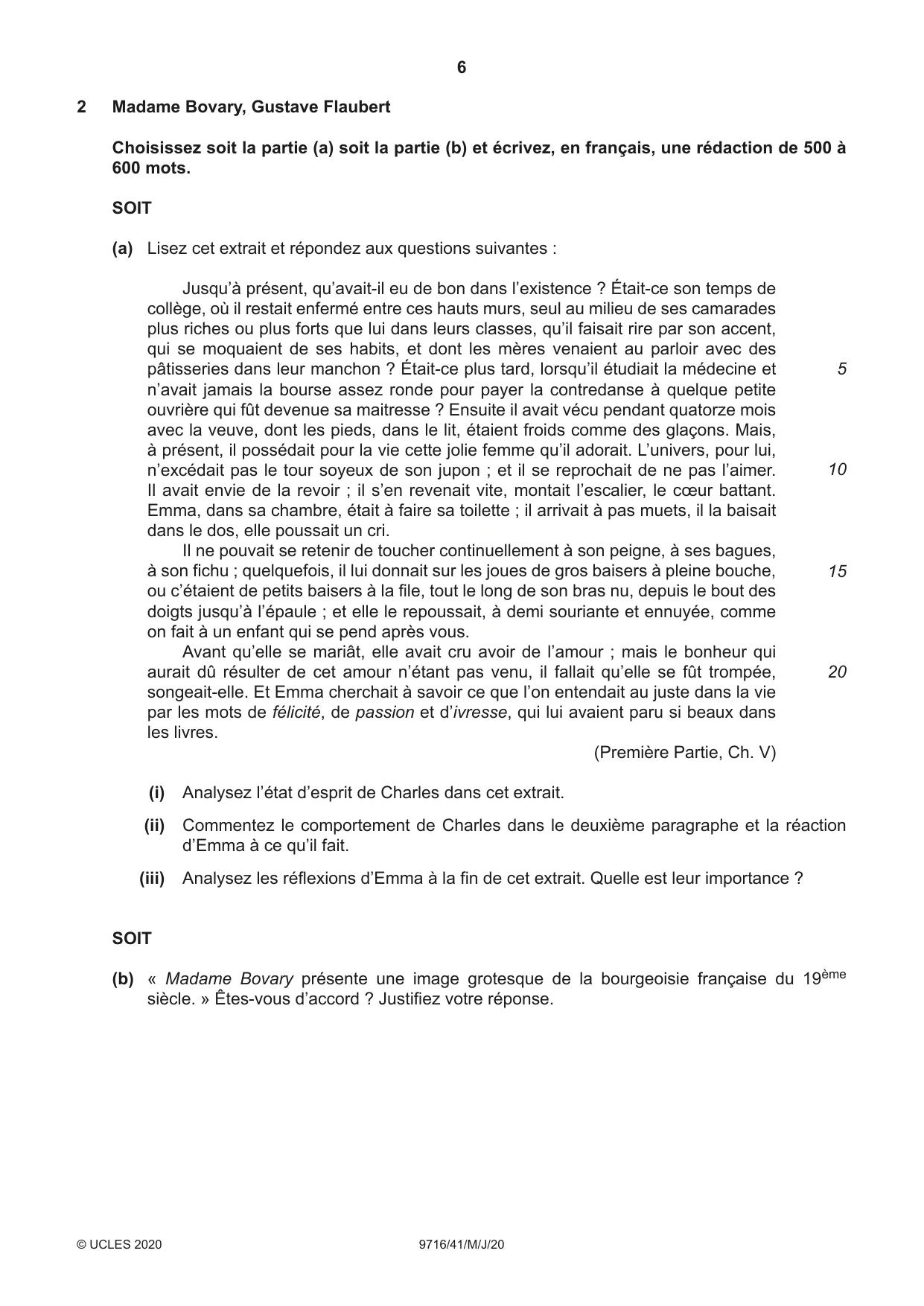 Cambridge A Level French (A Level only) 9716 2020 May/June Paper 4 · Variant 1 question paper, page 6 of 12