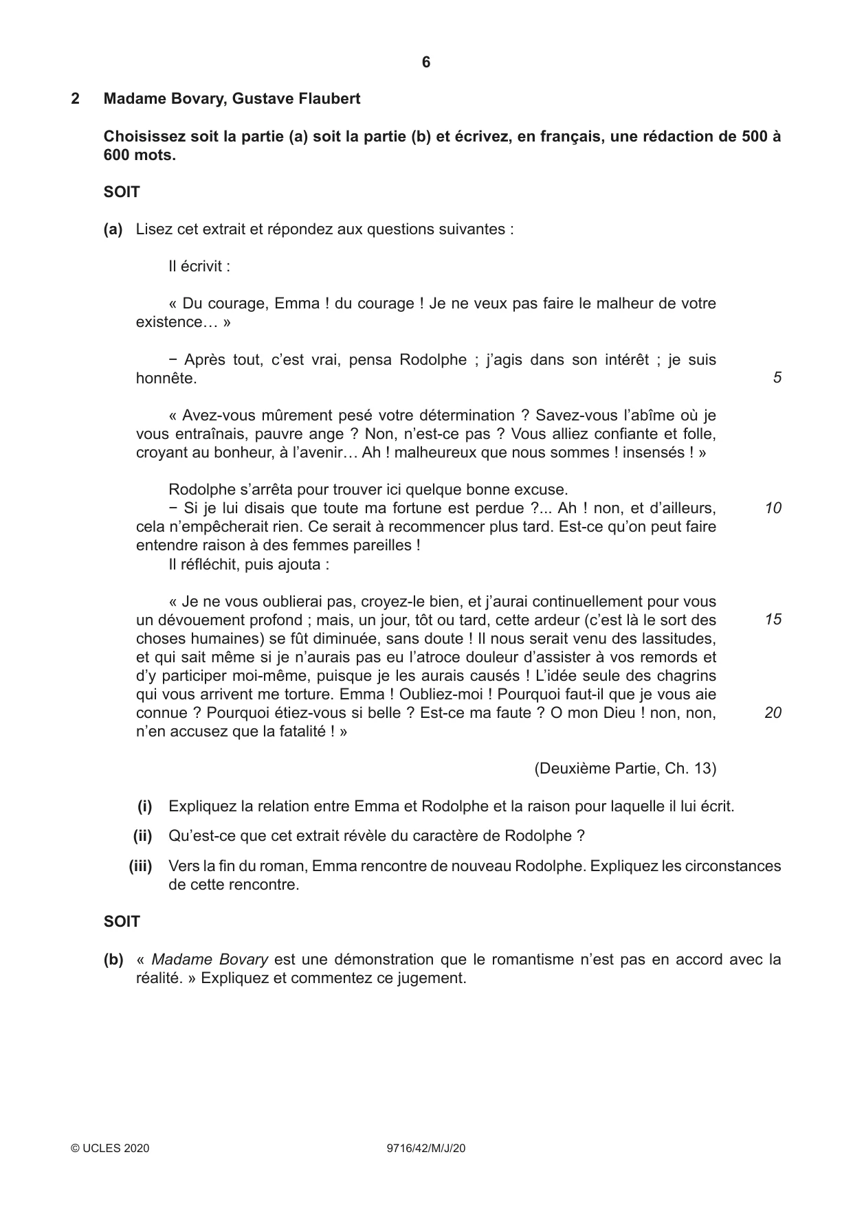 Cambridge A Level French (A Level only) 9716 2020 May/June Paper 4 · Variant 2 question paper, page 6 of 12