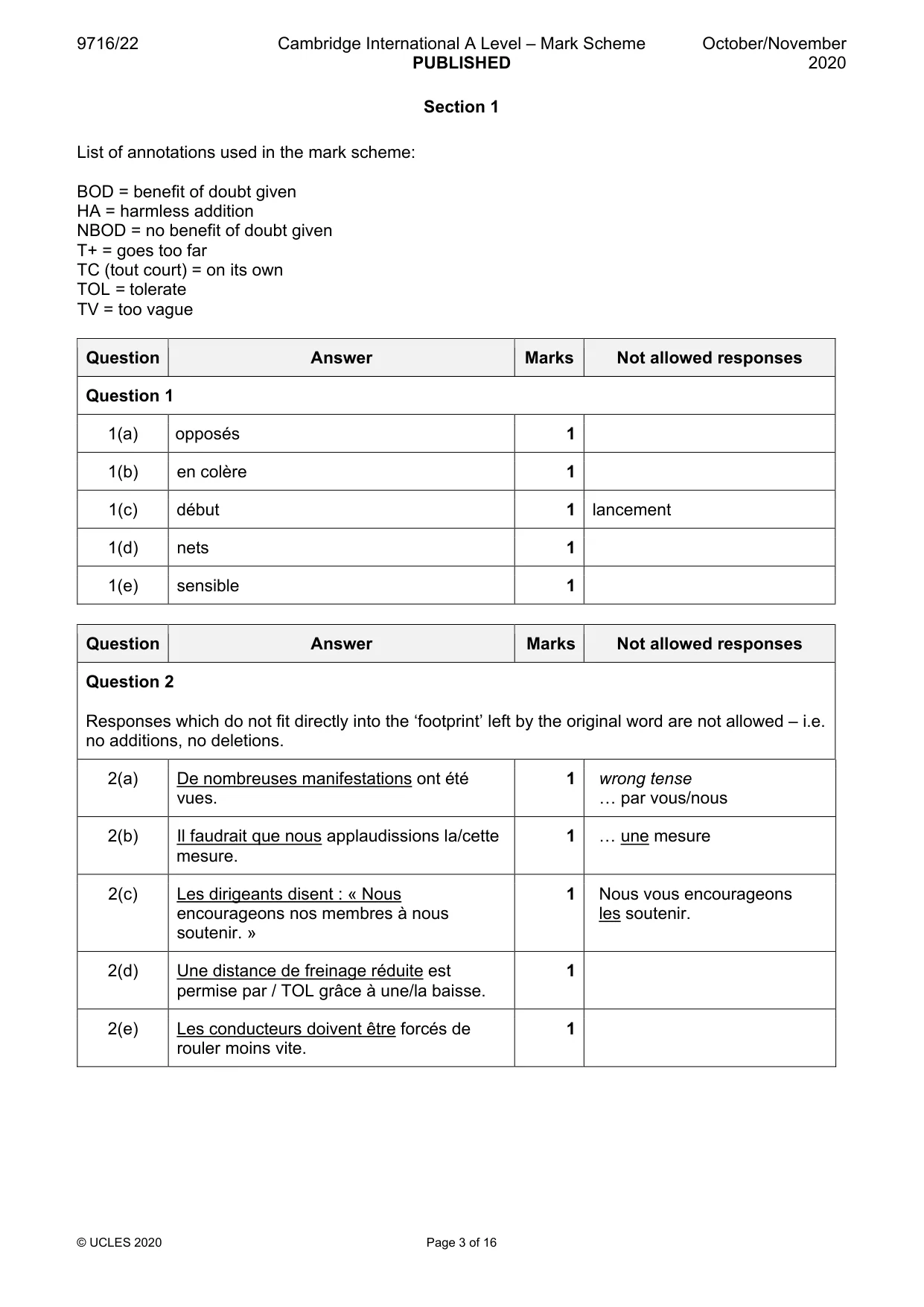 Mark scheme, page 3 of 16