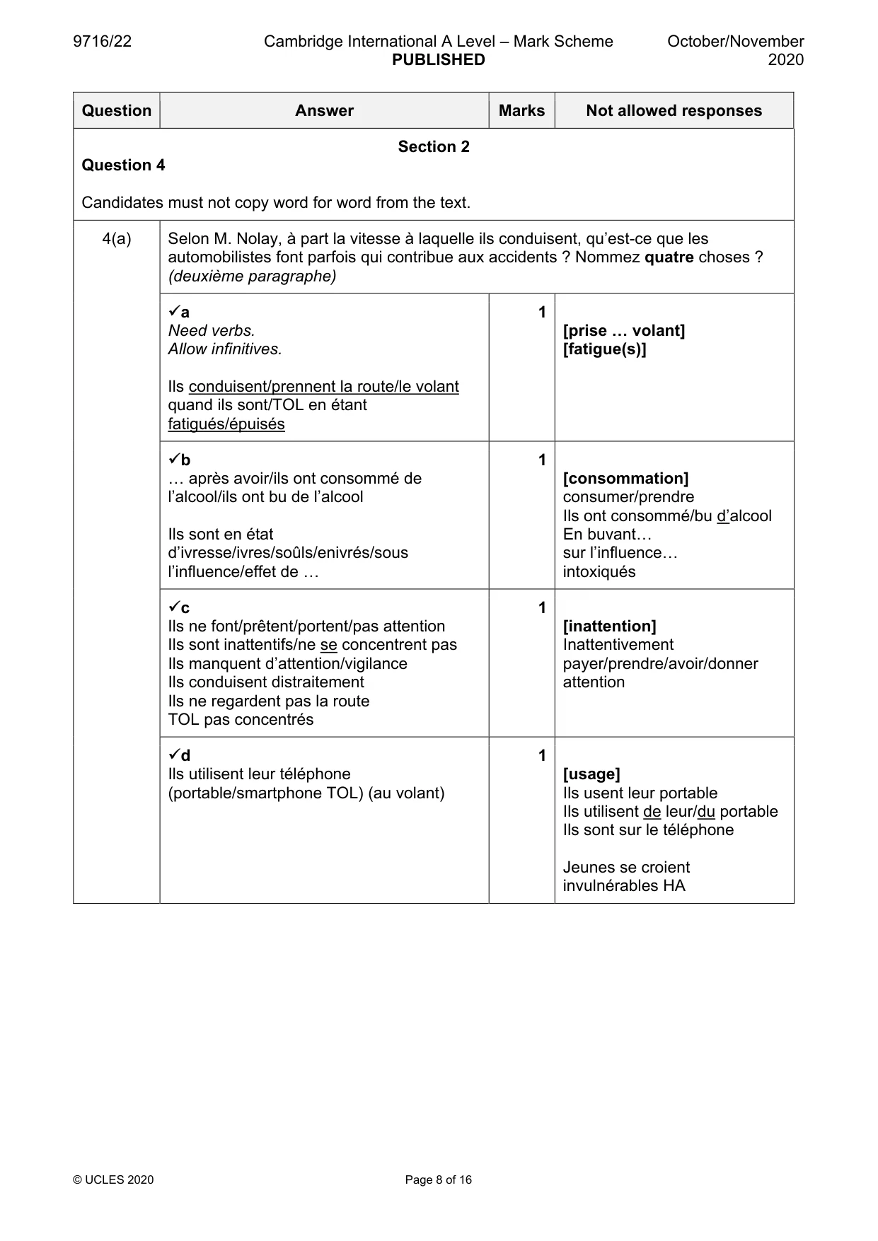 Mark scheme, page 8 of 16