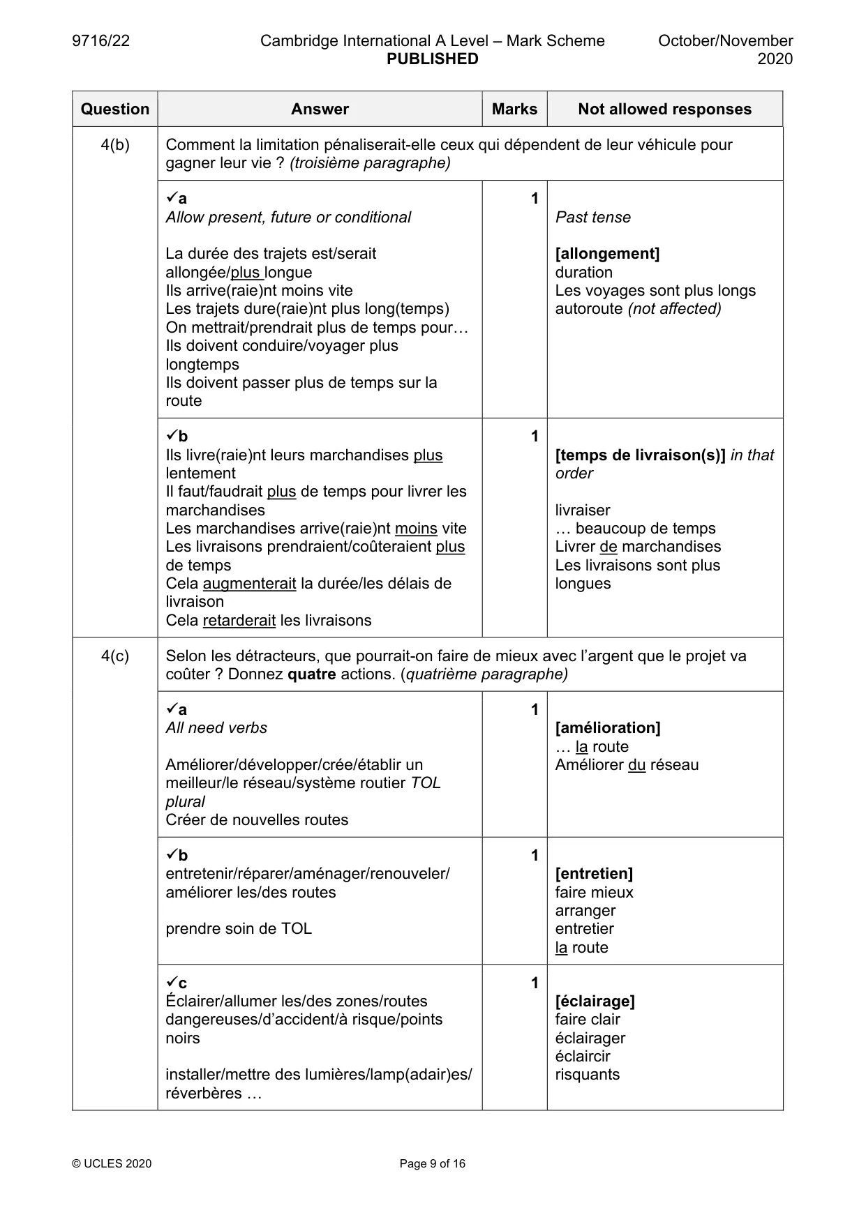 Mark scheme, page 9 of 16