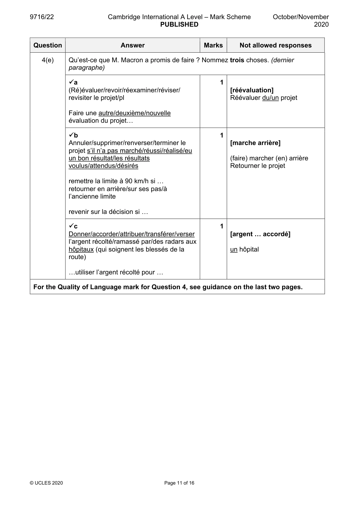 Mark scheme, page 11 of 16