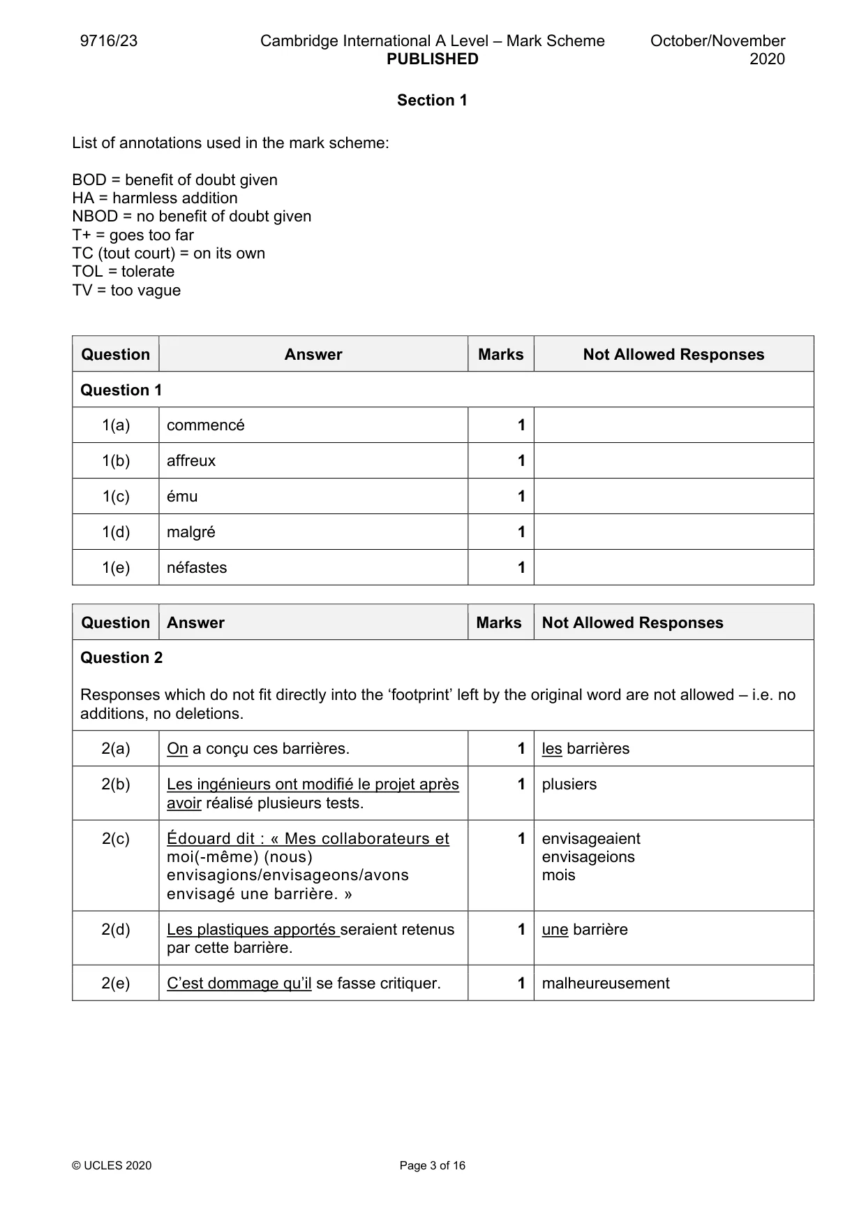 Mark scheme, page 3 of 16