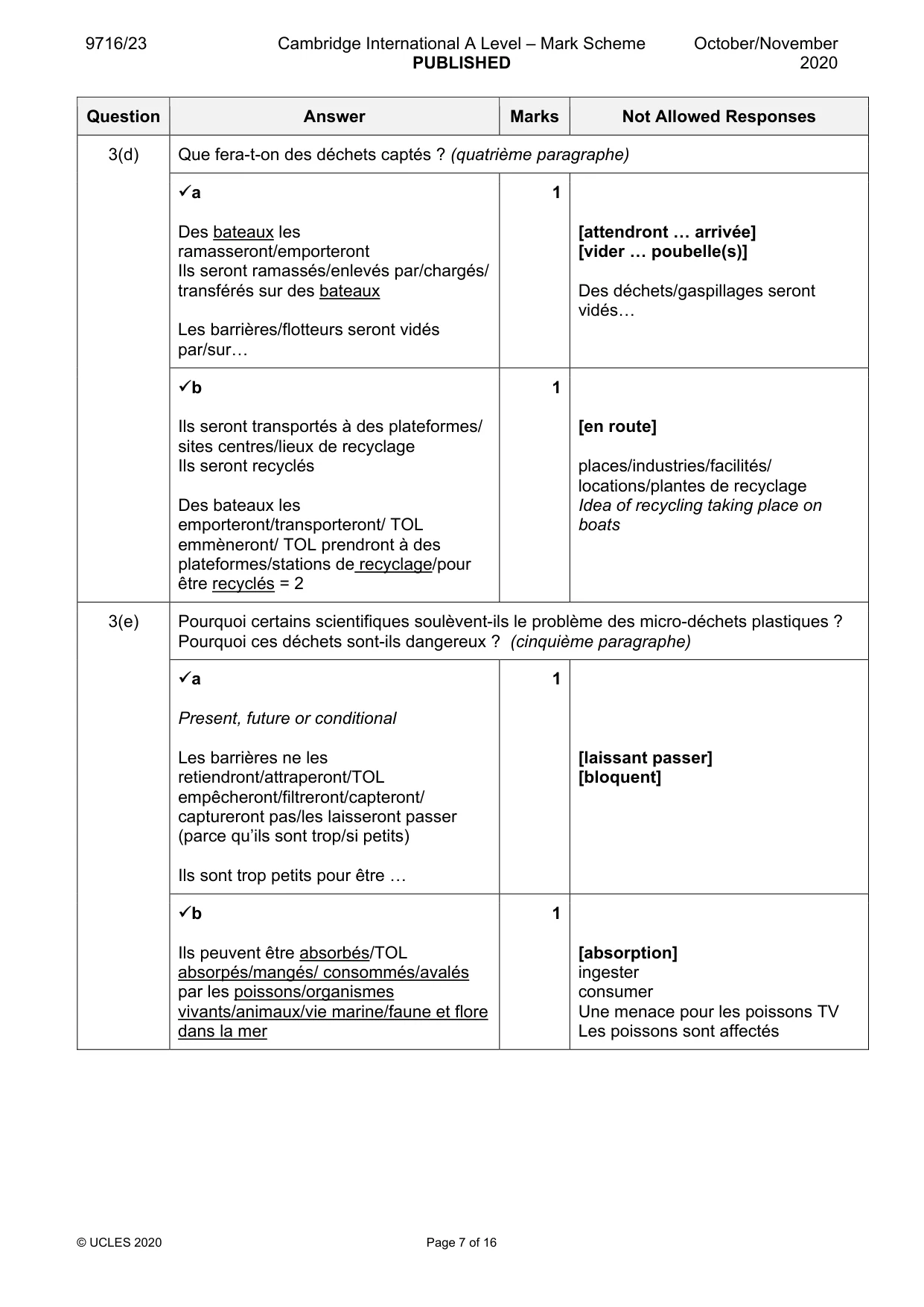 Mark scheme, page 7 of 16