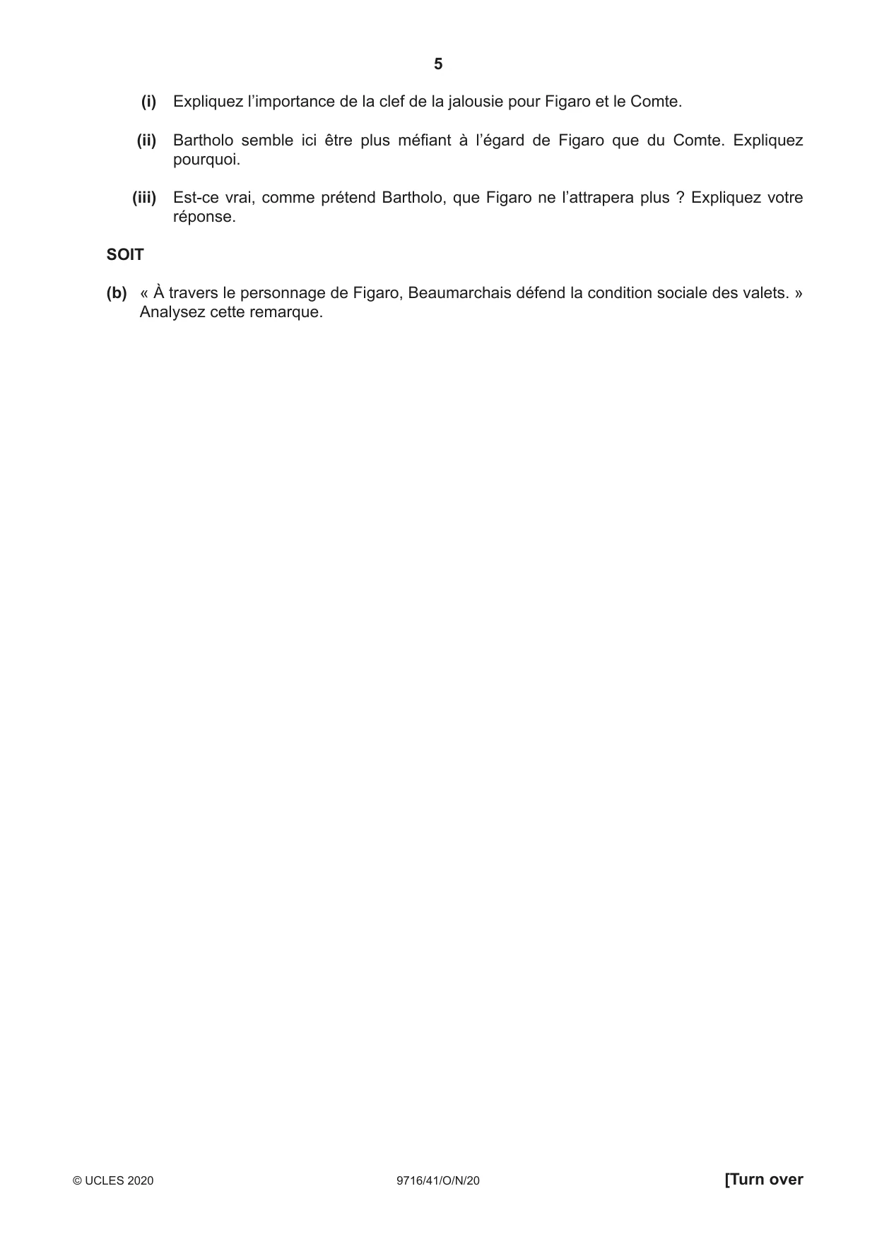 Cambridge A Level French (A Level only) 9716 2020 Oct/Nov Paper 4 · Variant 1 question paper, page 5 of 12