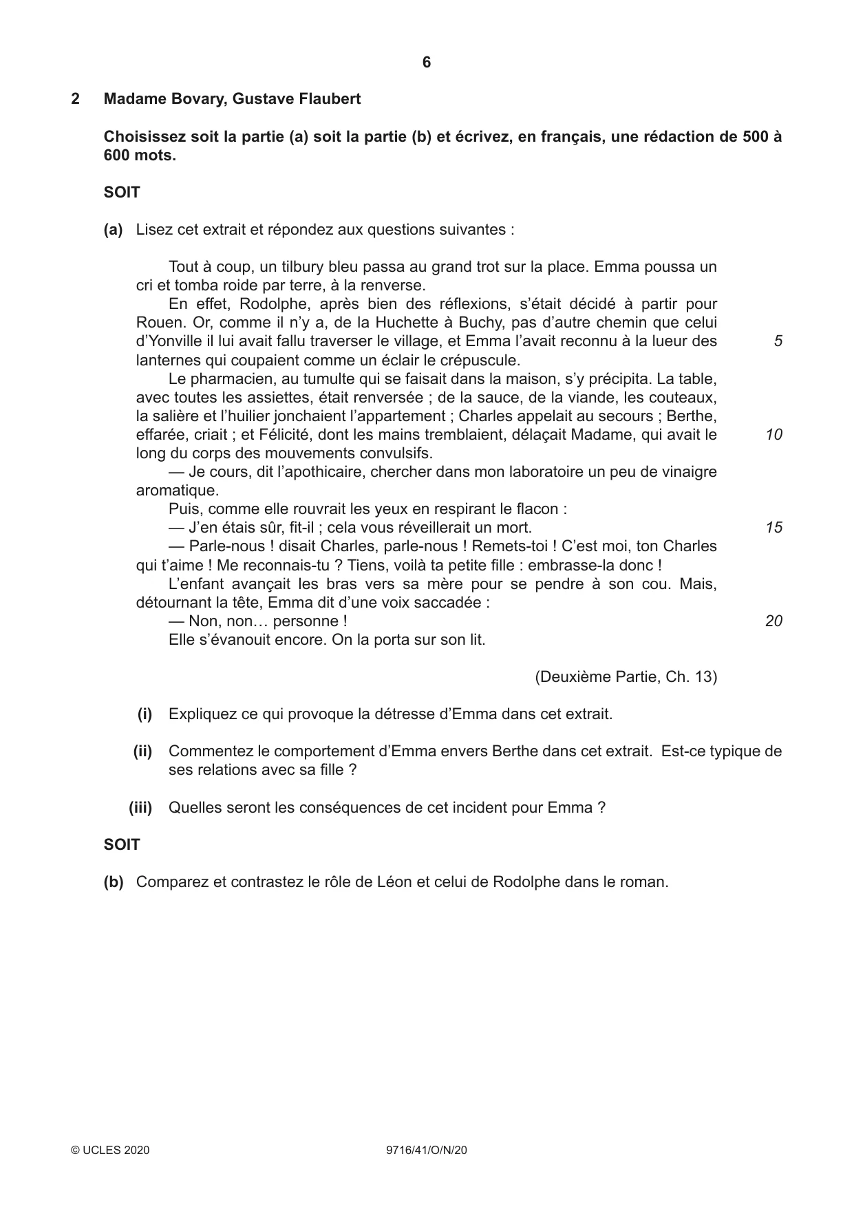 Cambridge A Level French (A Level only) 9716 2020 Oct/Nov Paper 4 · Variant 1 question paper, page 6 of 12