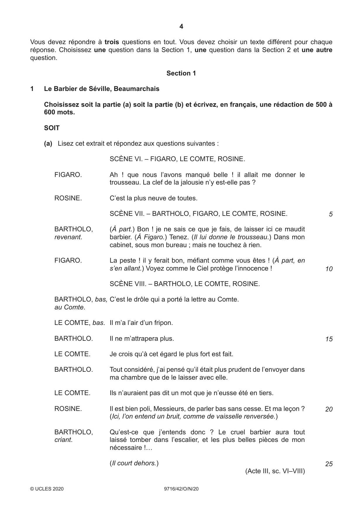 Cambridge A Level French (A Level only) 9716 2020 Oct/Nov Paper 4 · Variant 2 question paper, page 4 of 12