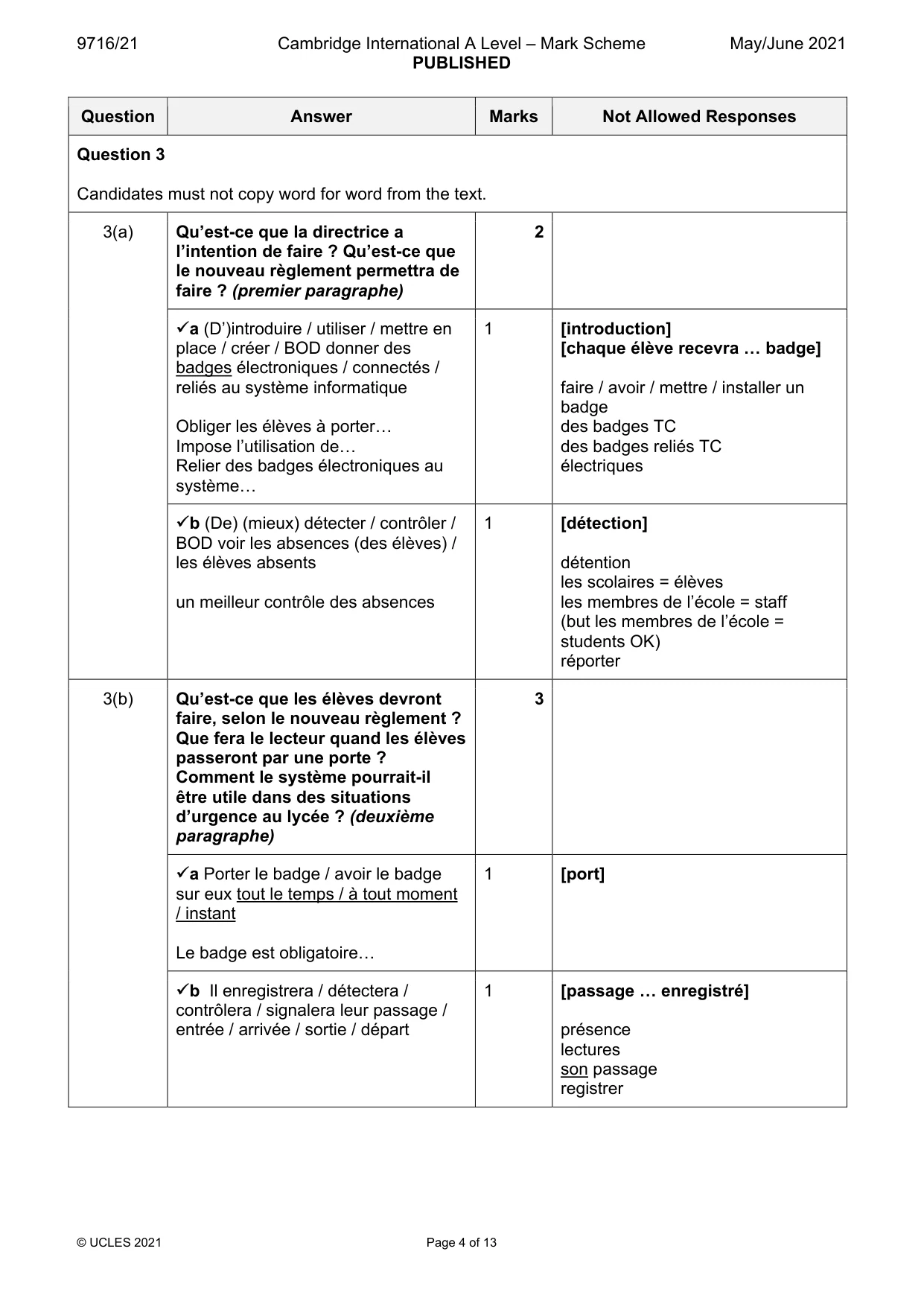 Mark scheme, page 4 of 13