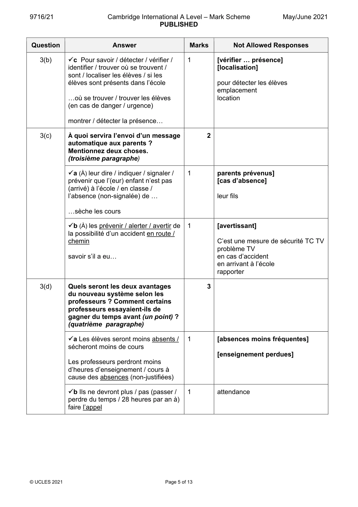 Mark scheme, page 5 of 13