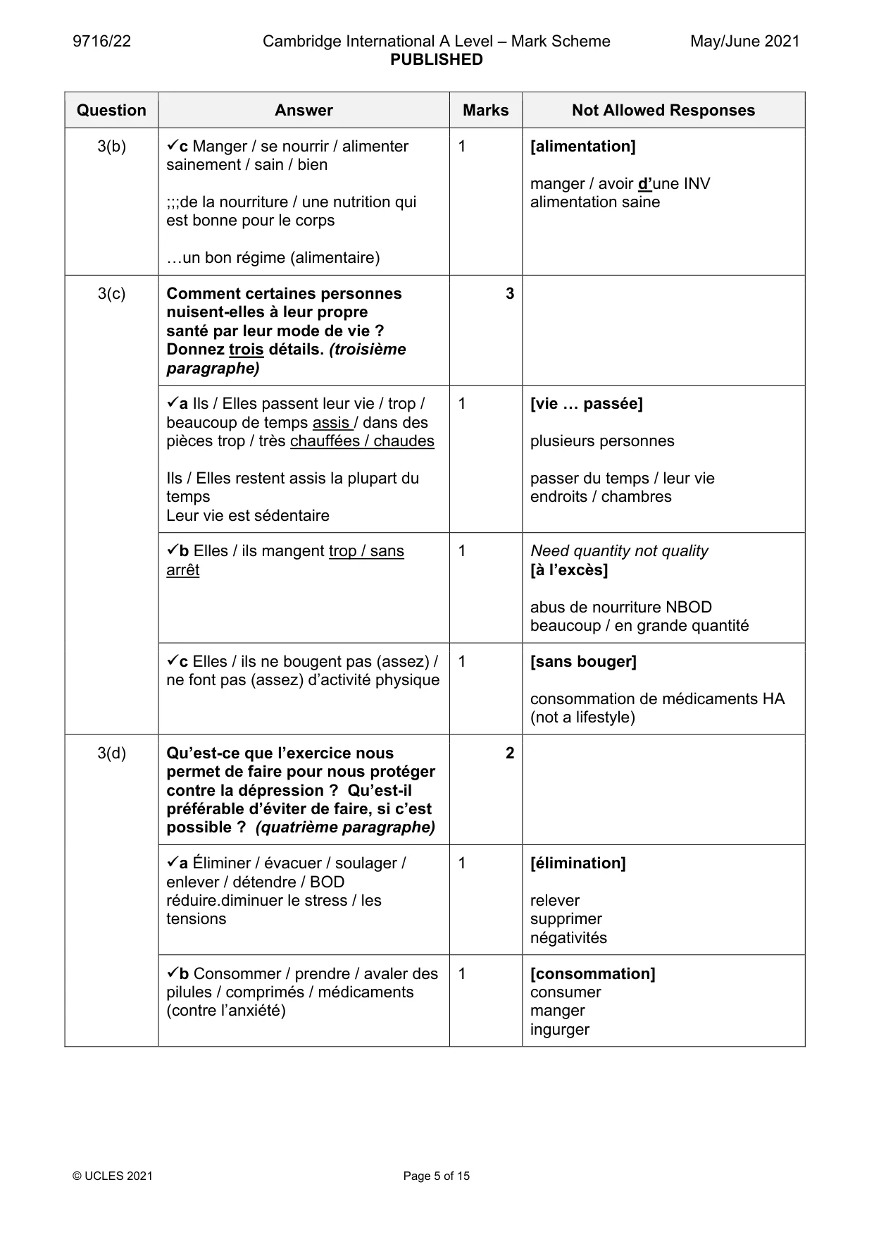 Mark scheme, page 5 of 15