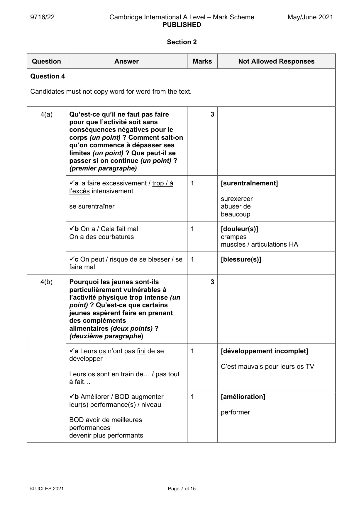 Mark scheme, page 7 of 15