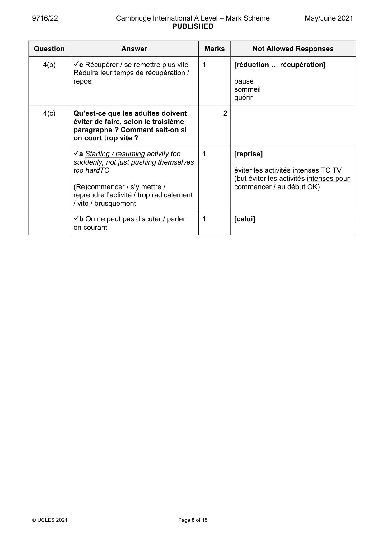 Mark scheme, page 8 of 15