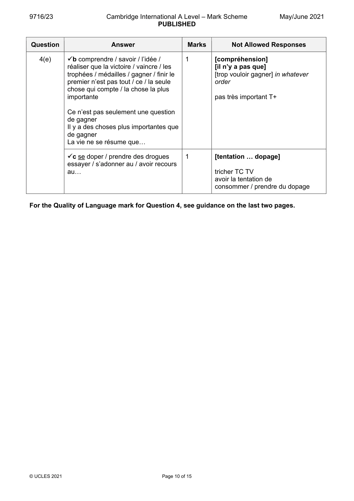 Mark scheme, page 10 of 15