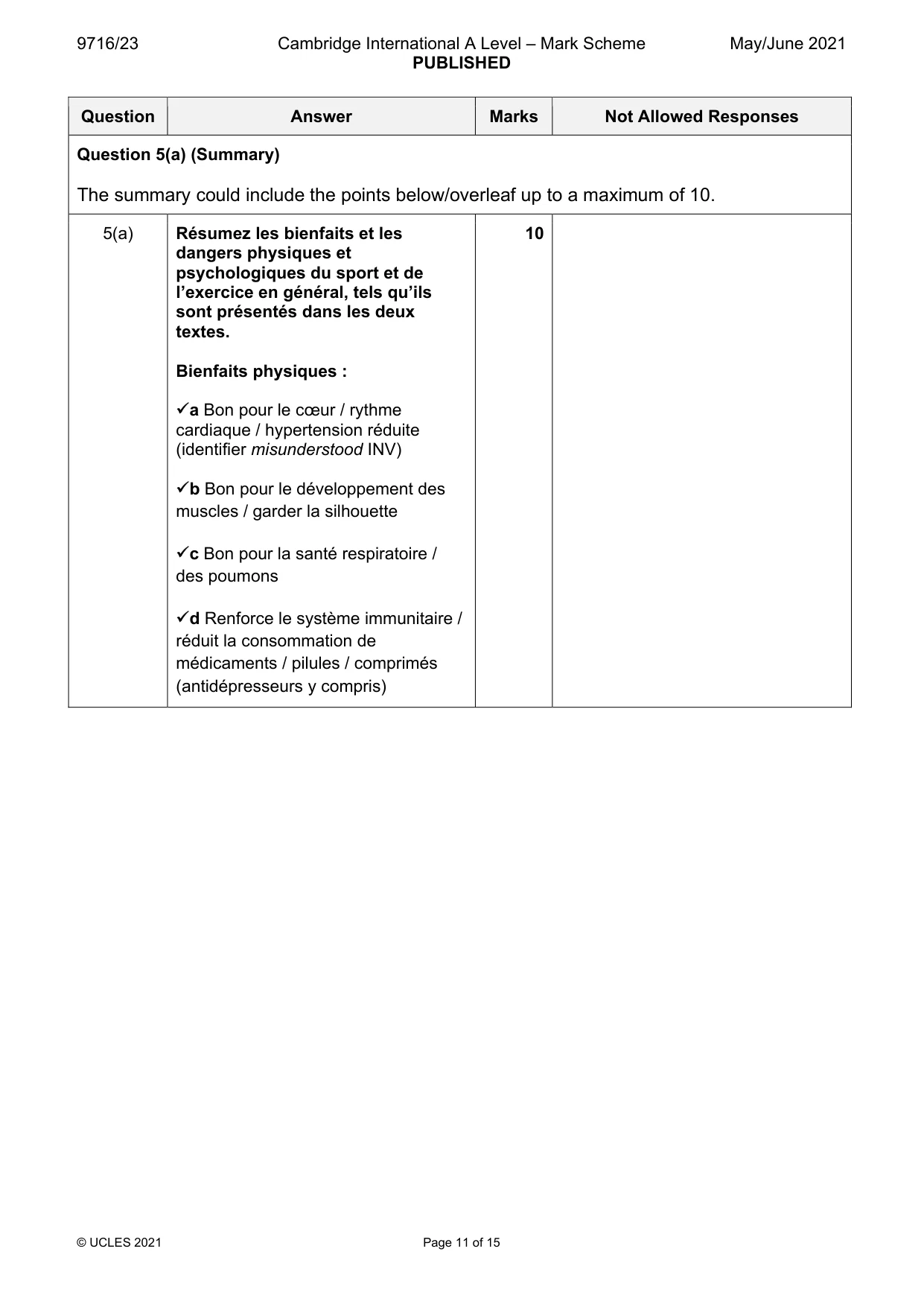 Mark scheme, page 11 of 15