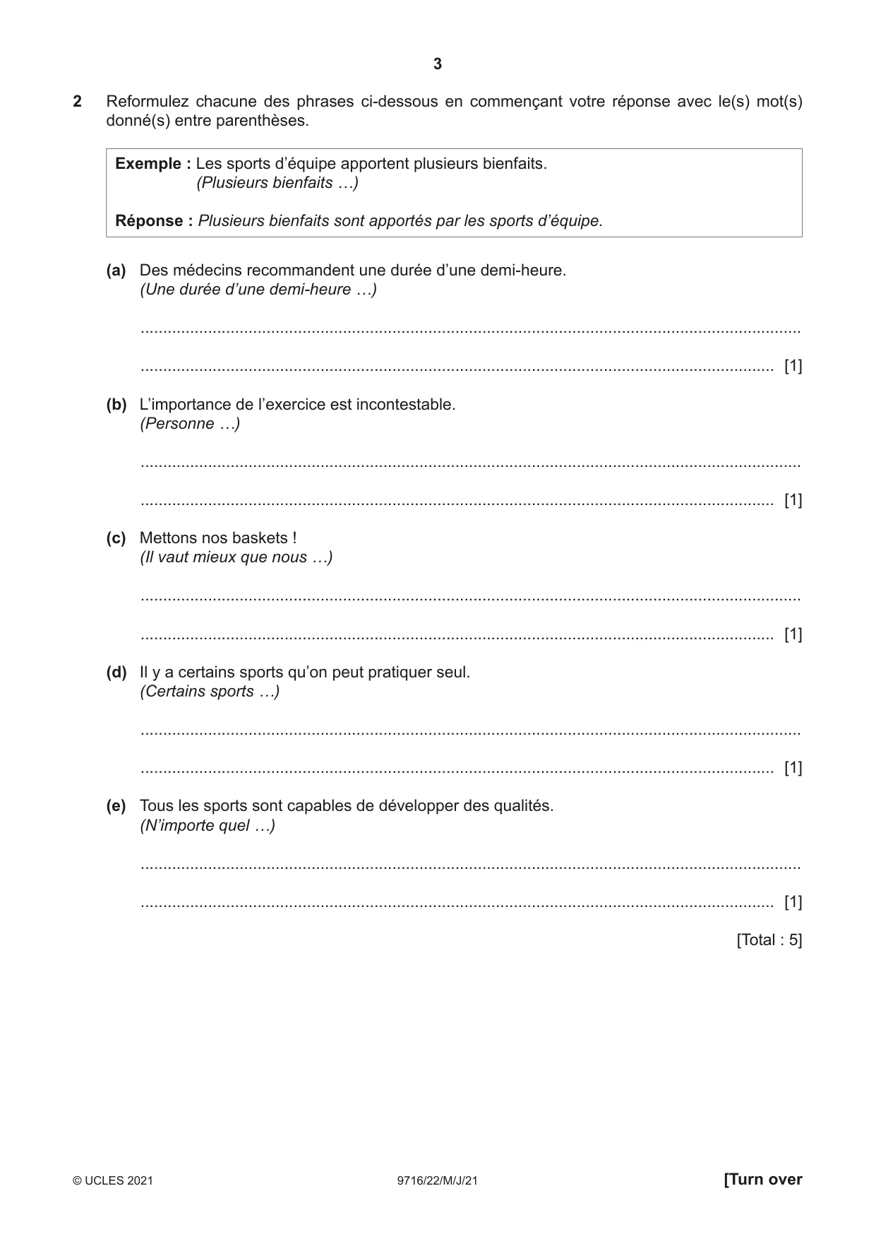Cambridge A Level French (A Level only) 9716 2021 May/June Paper 2 · Variant 2 question paper, page 3 of 8