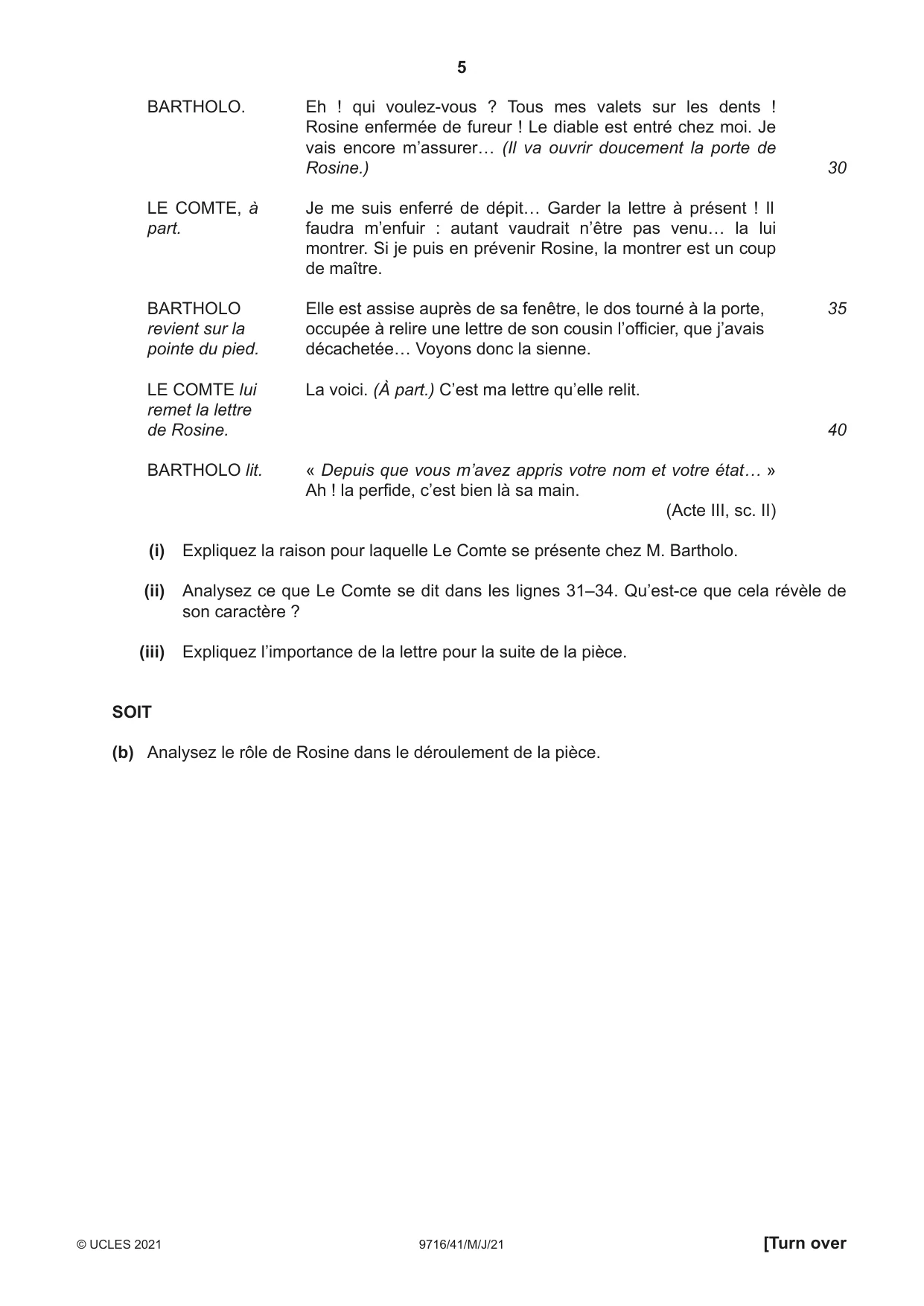 Cambridge A Level French (A Level only) 9716 2021 May/June Paper 4 · Variant 1 question paper, page 5 of 12