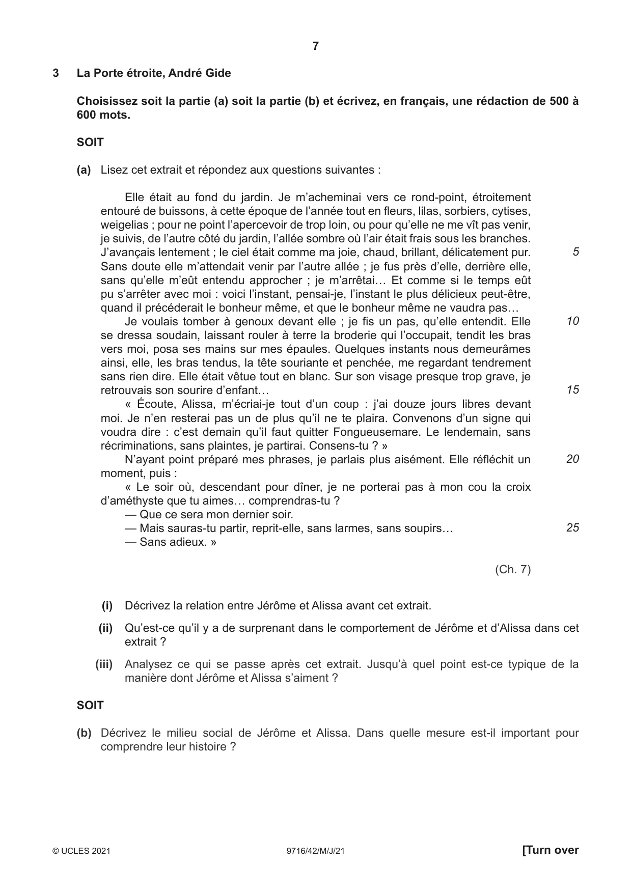 Cambridge A Level French (A Level only) 9716 2021 May/June Paper 4 · Variant 2 question paper, page 7 of 12