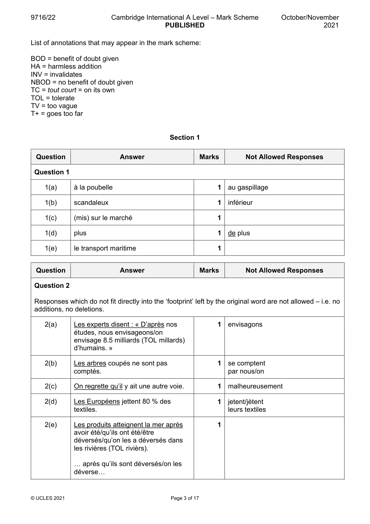 Mark scheme, page 3 of 17