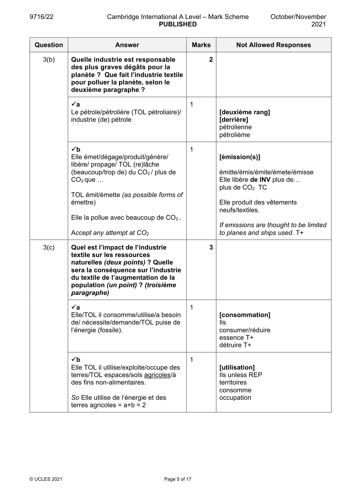 Mark scheme, page 5 of 17
