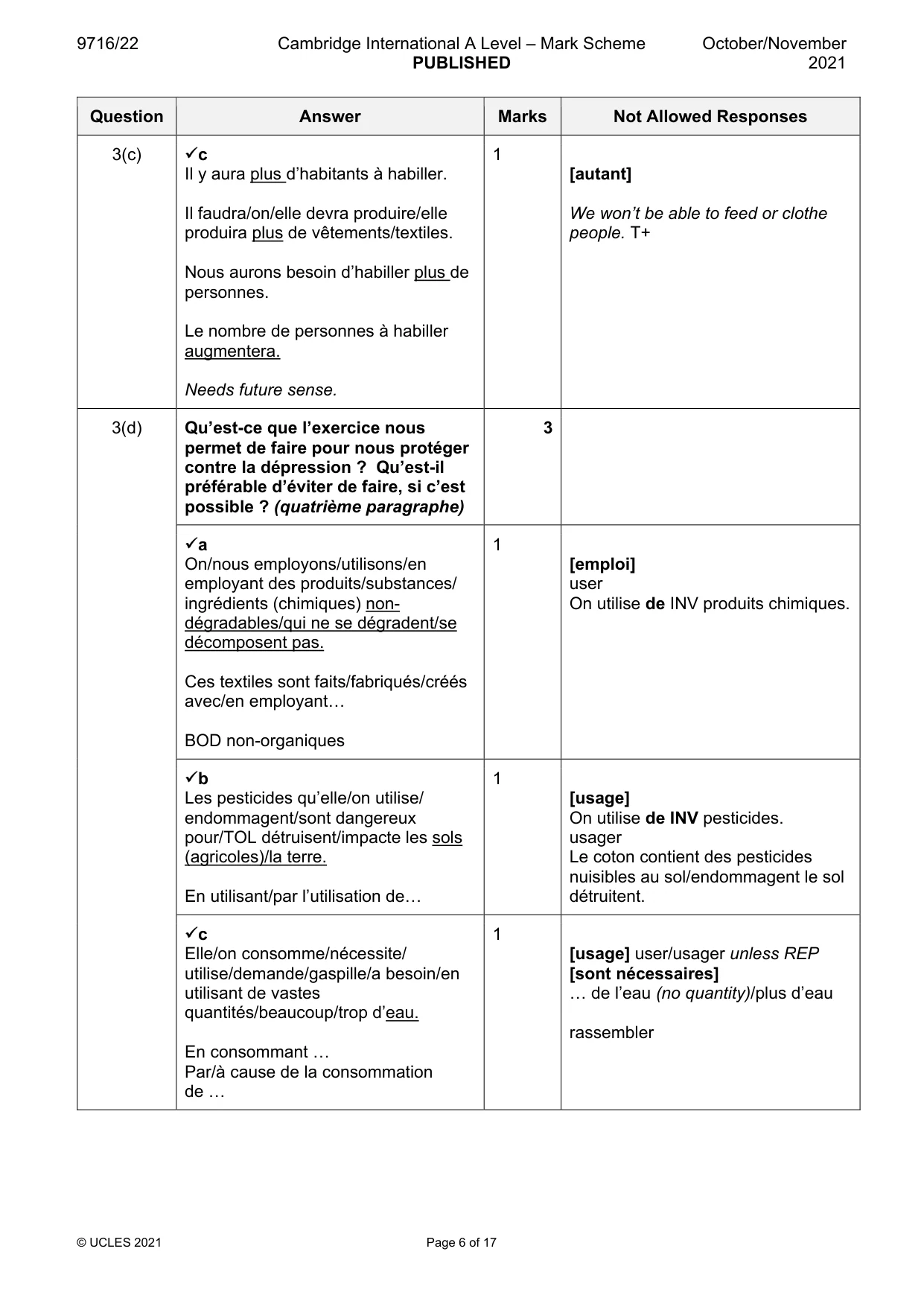 Mark scheme, page 6 of 17