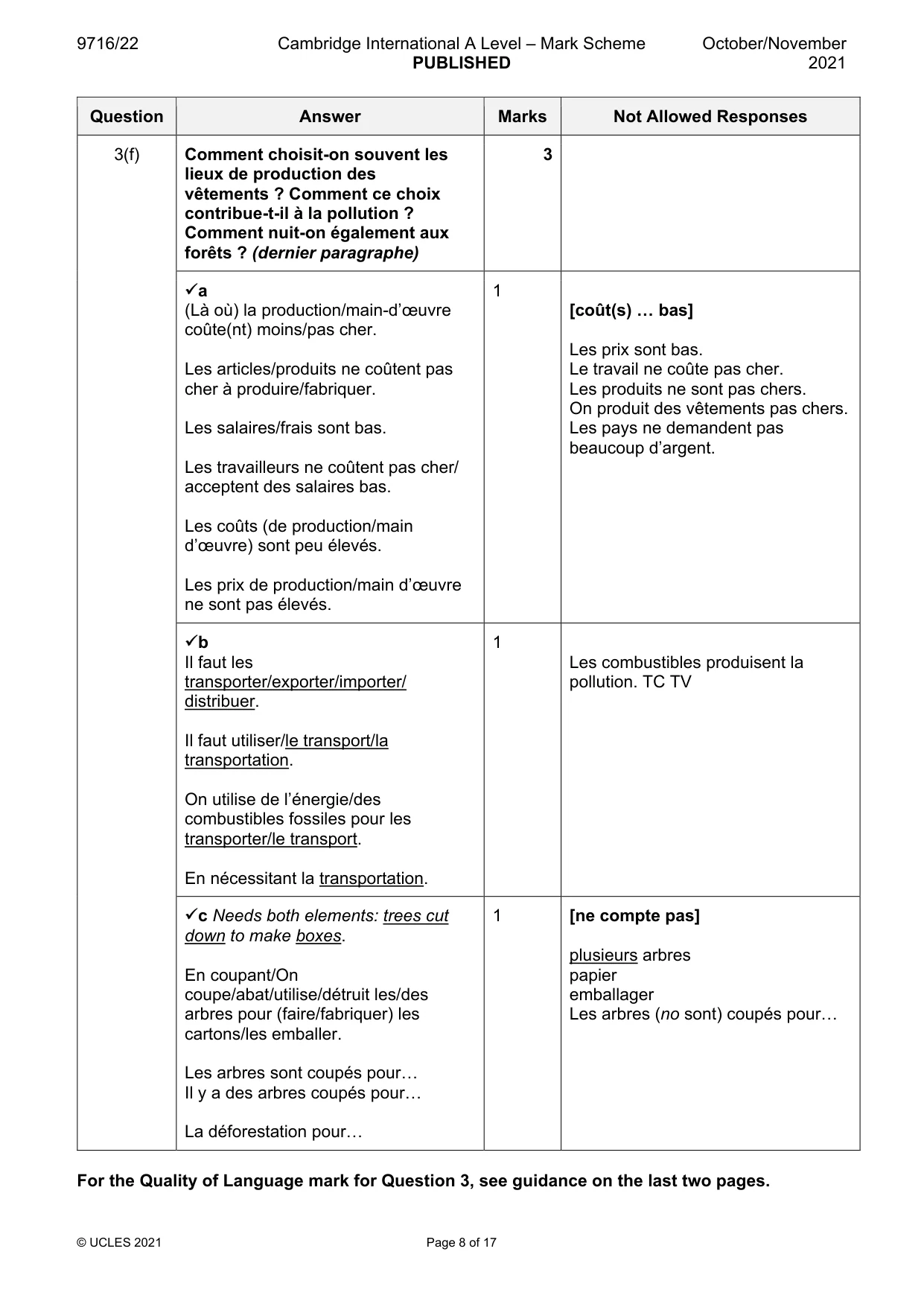 Mark scheme, page 8 of 17