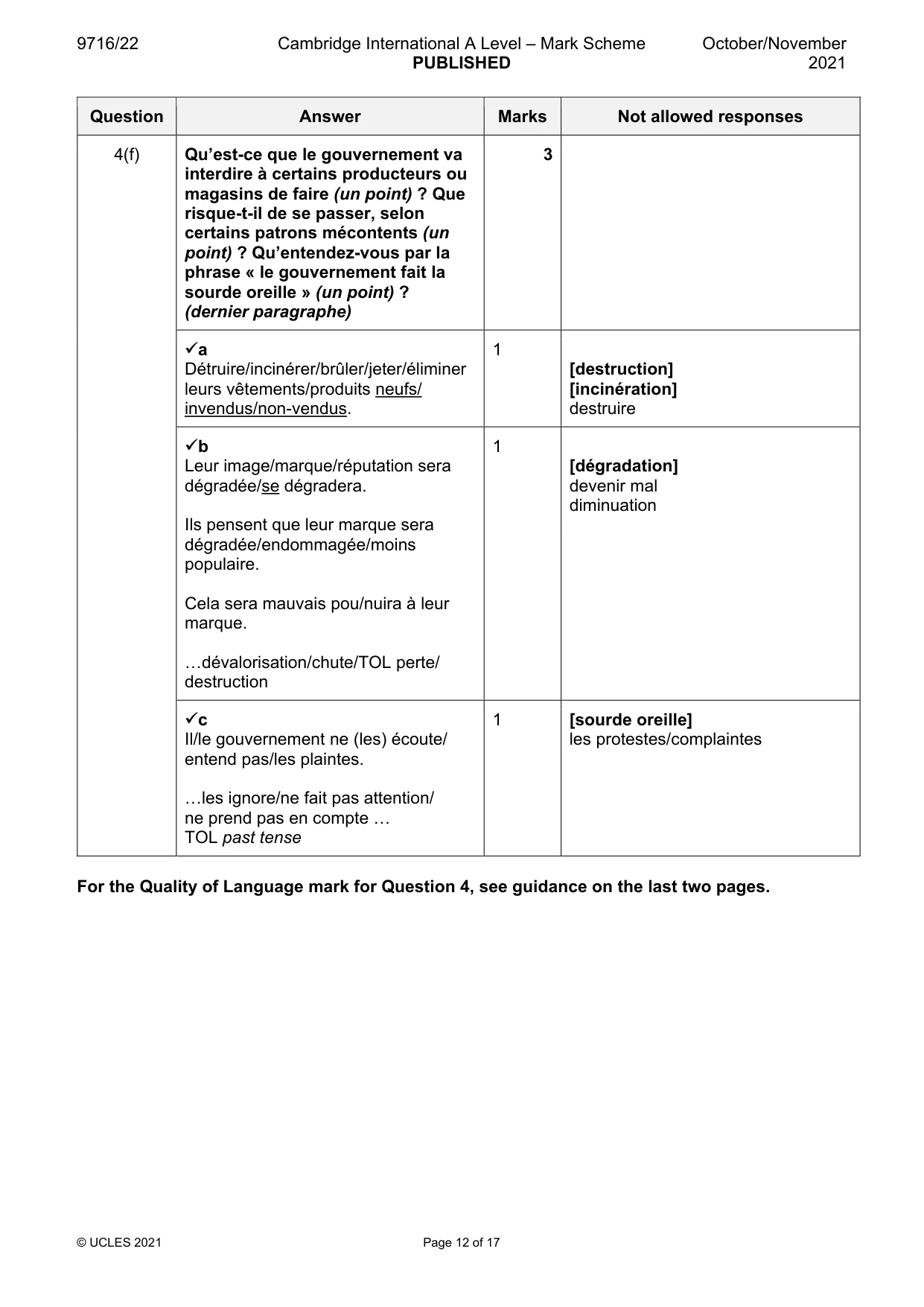Mark scheme, page 12 of 17