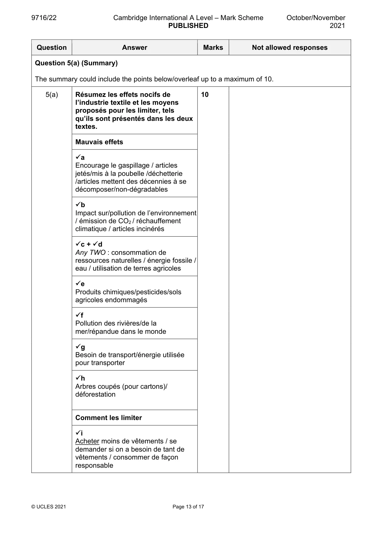 Mark scheme, page 13 of 17