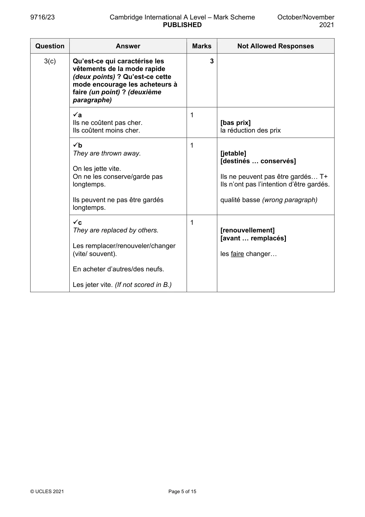 Mark scheme, page 5 of 15
