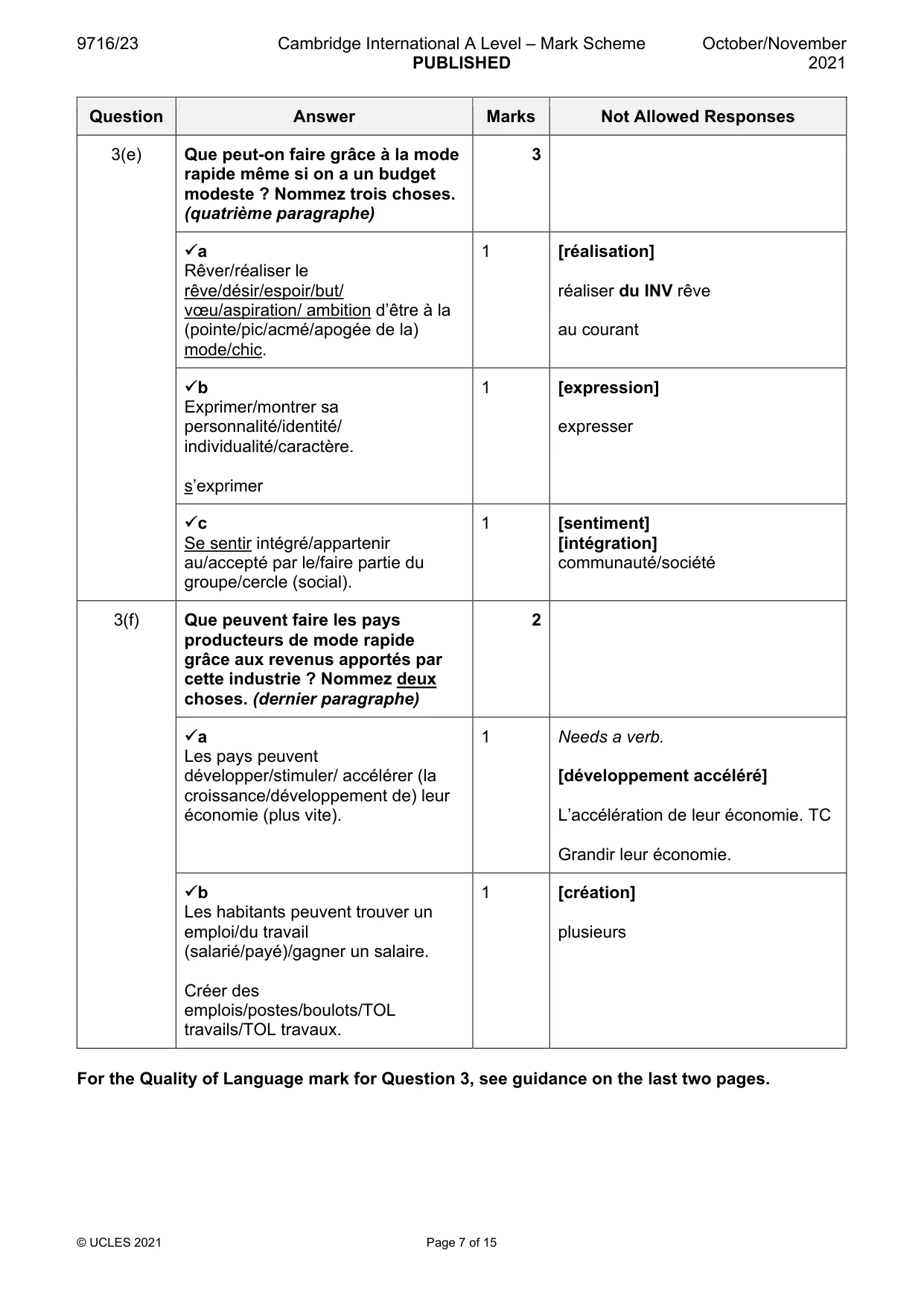 Mark scheme, page 7 of 15