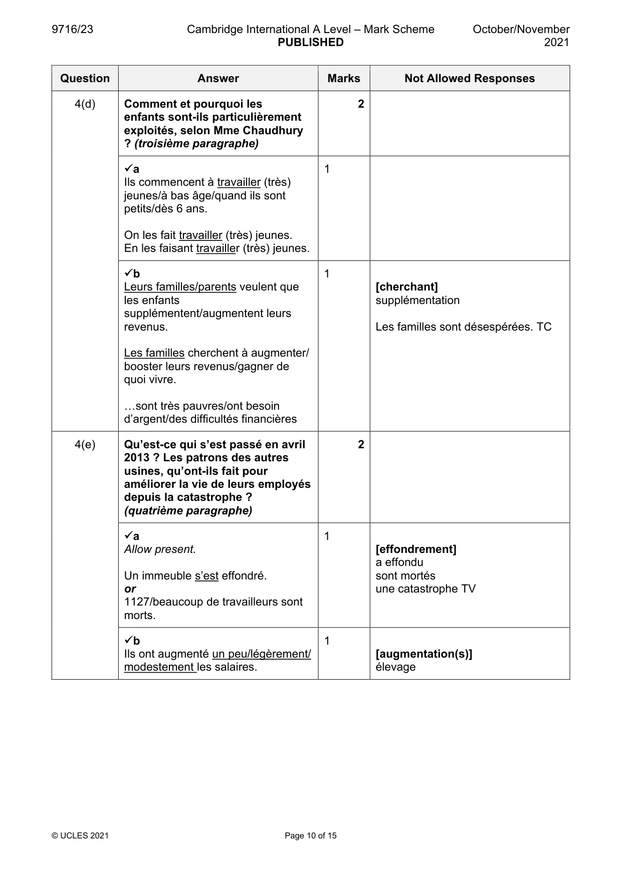 Mark scheme, page 10 of 15